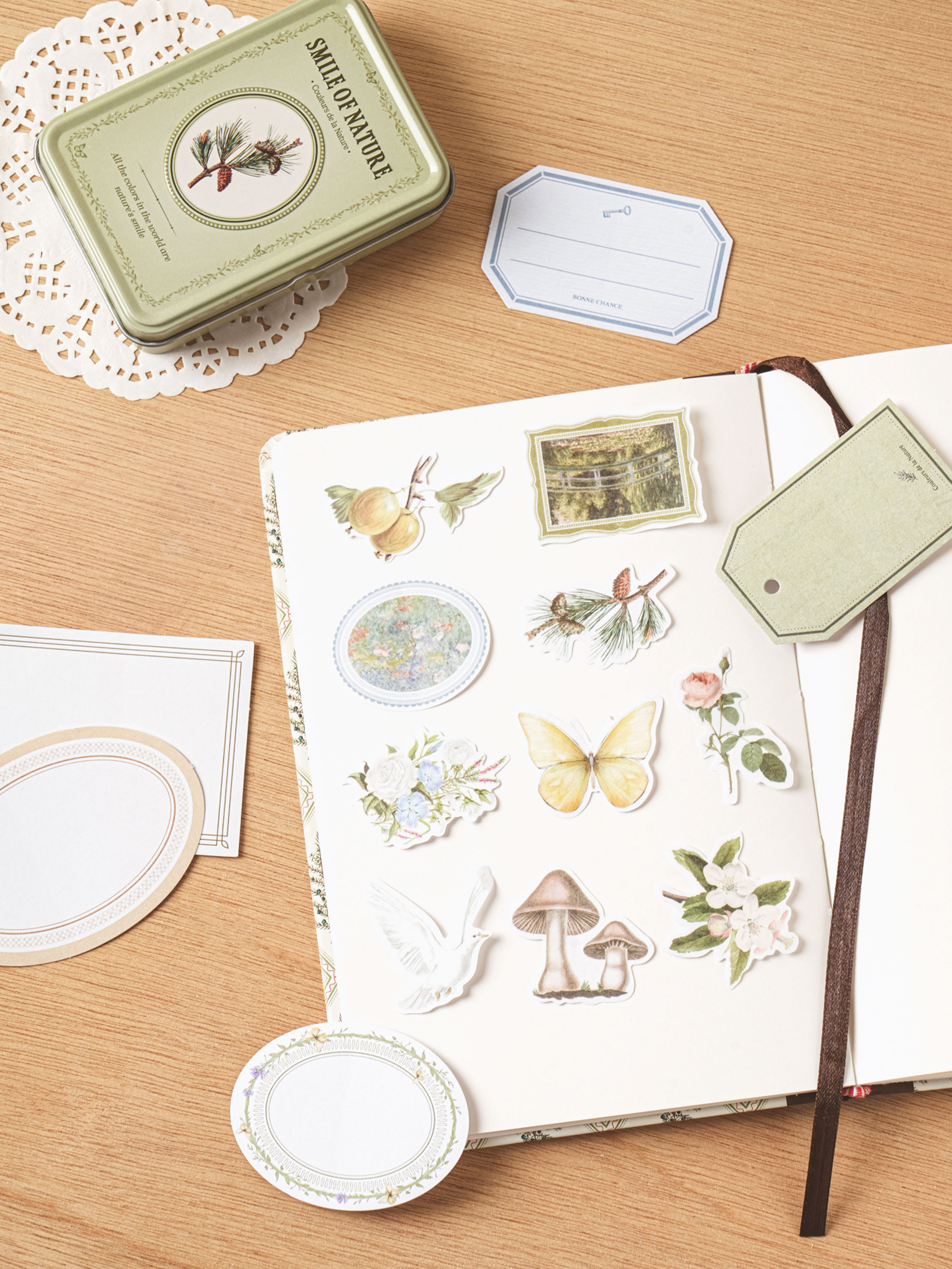 Vintage mood tin case sticker set