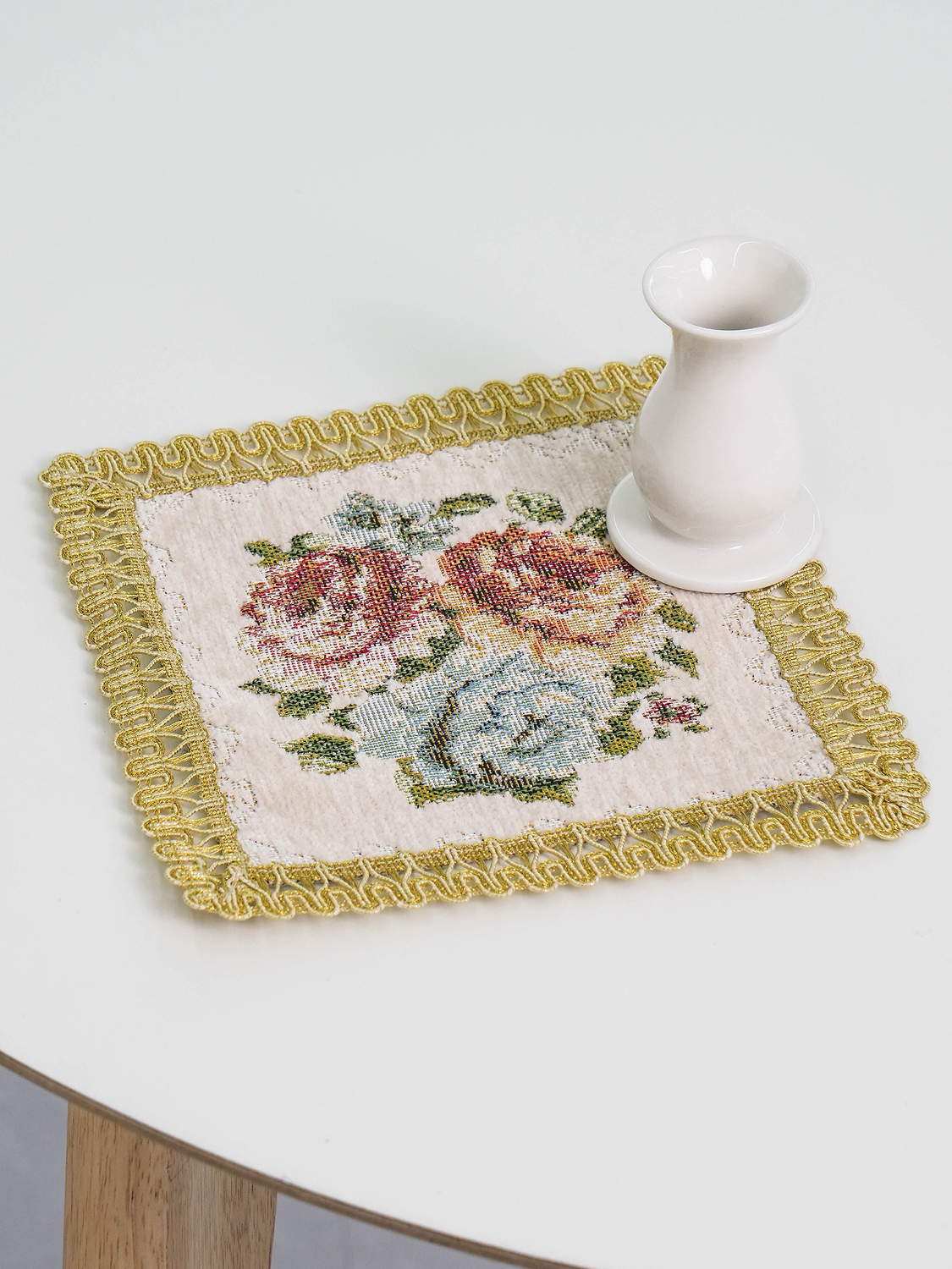 Jacquard flower square mat 19