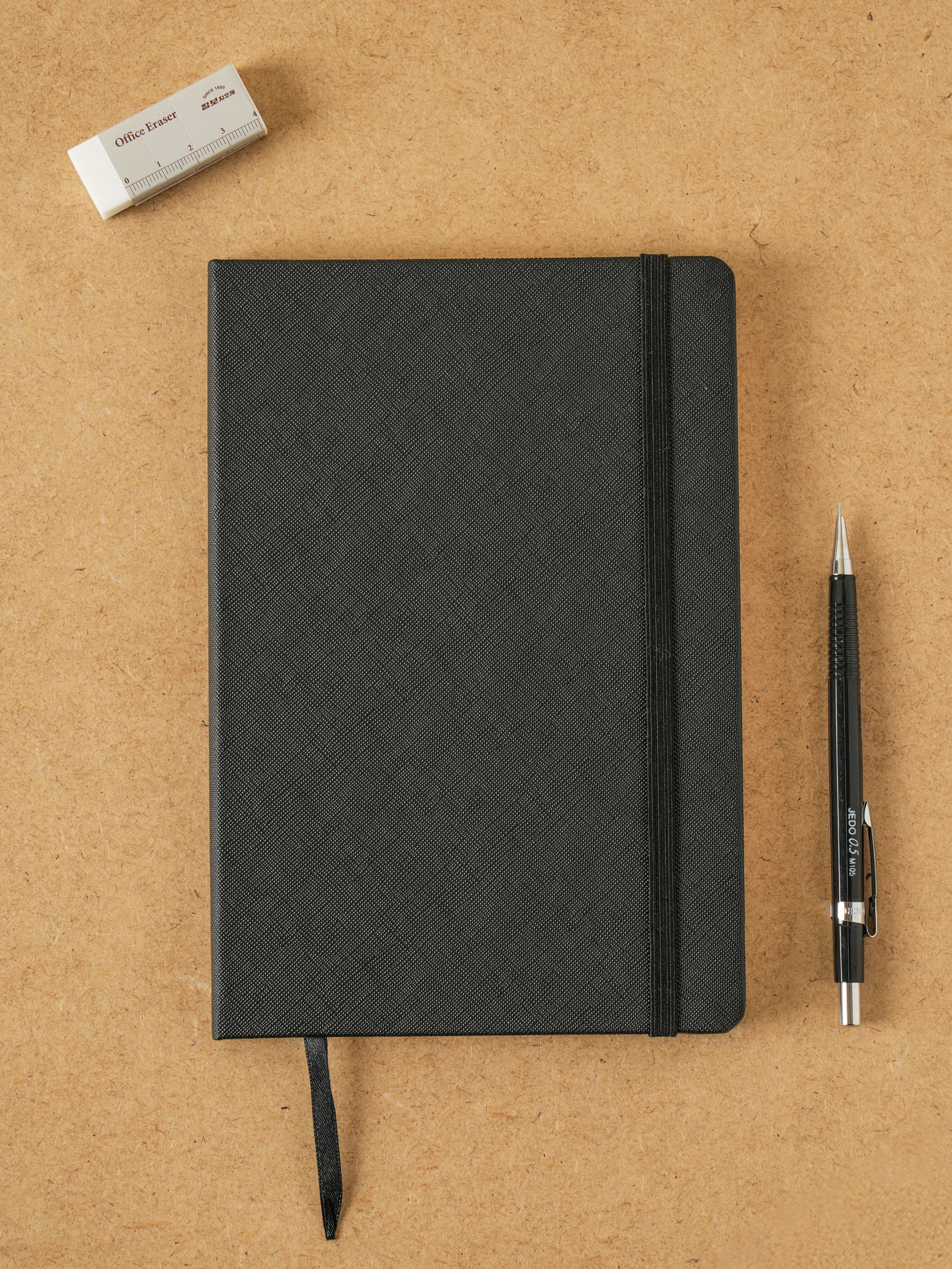 Leather style cover banded wired notebook A5 80 sheets