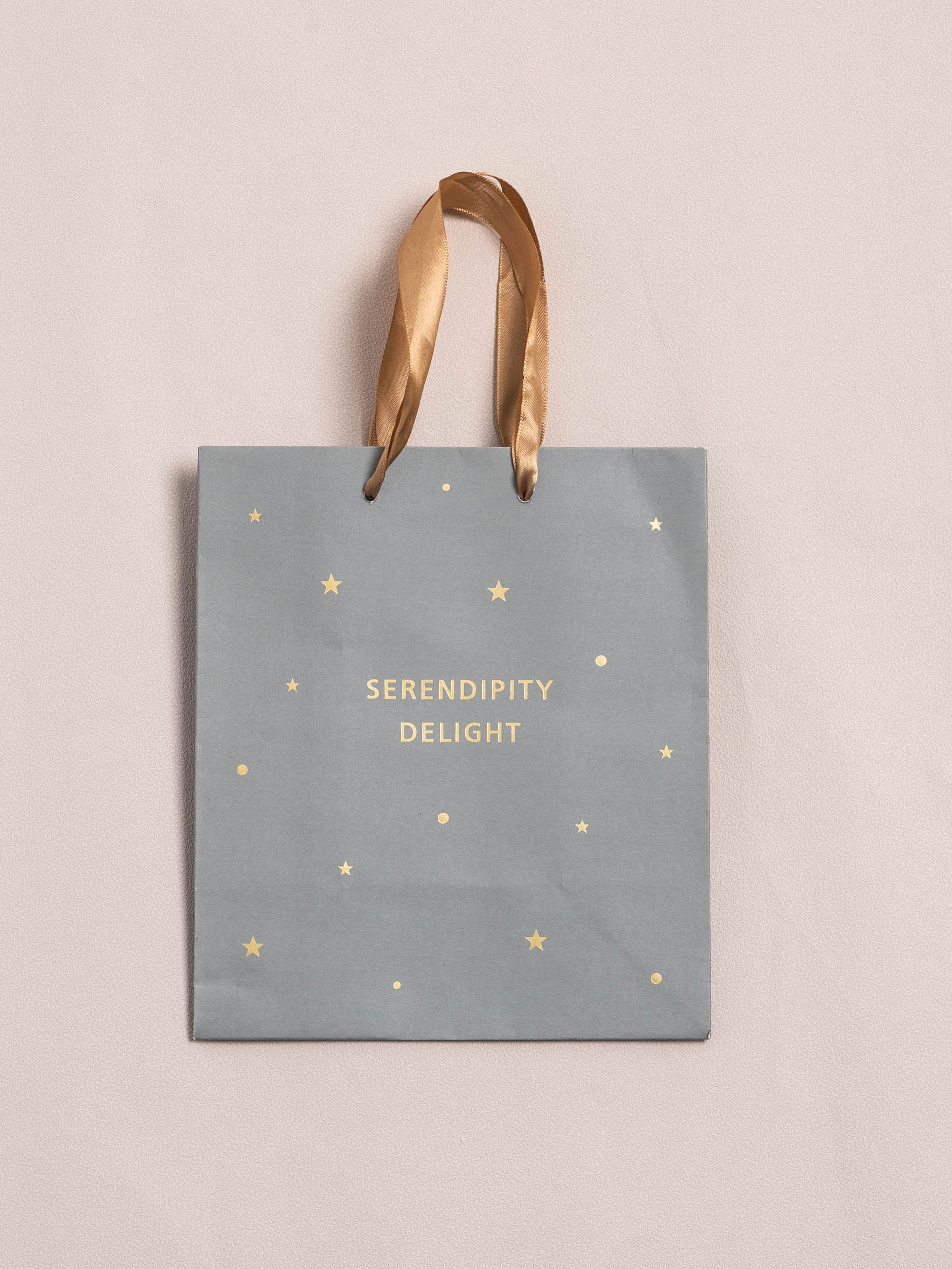 Gold foil point shopping bag gray