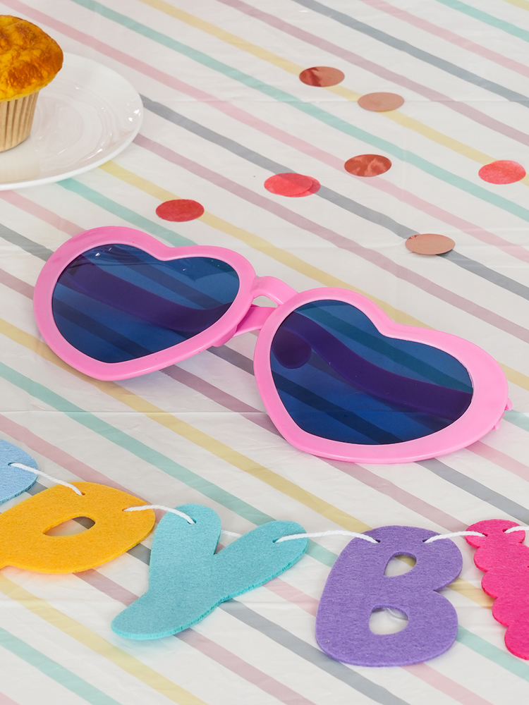 Big Heart Party Glasses Pink