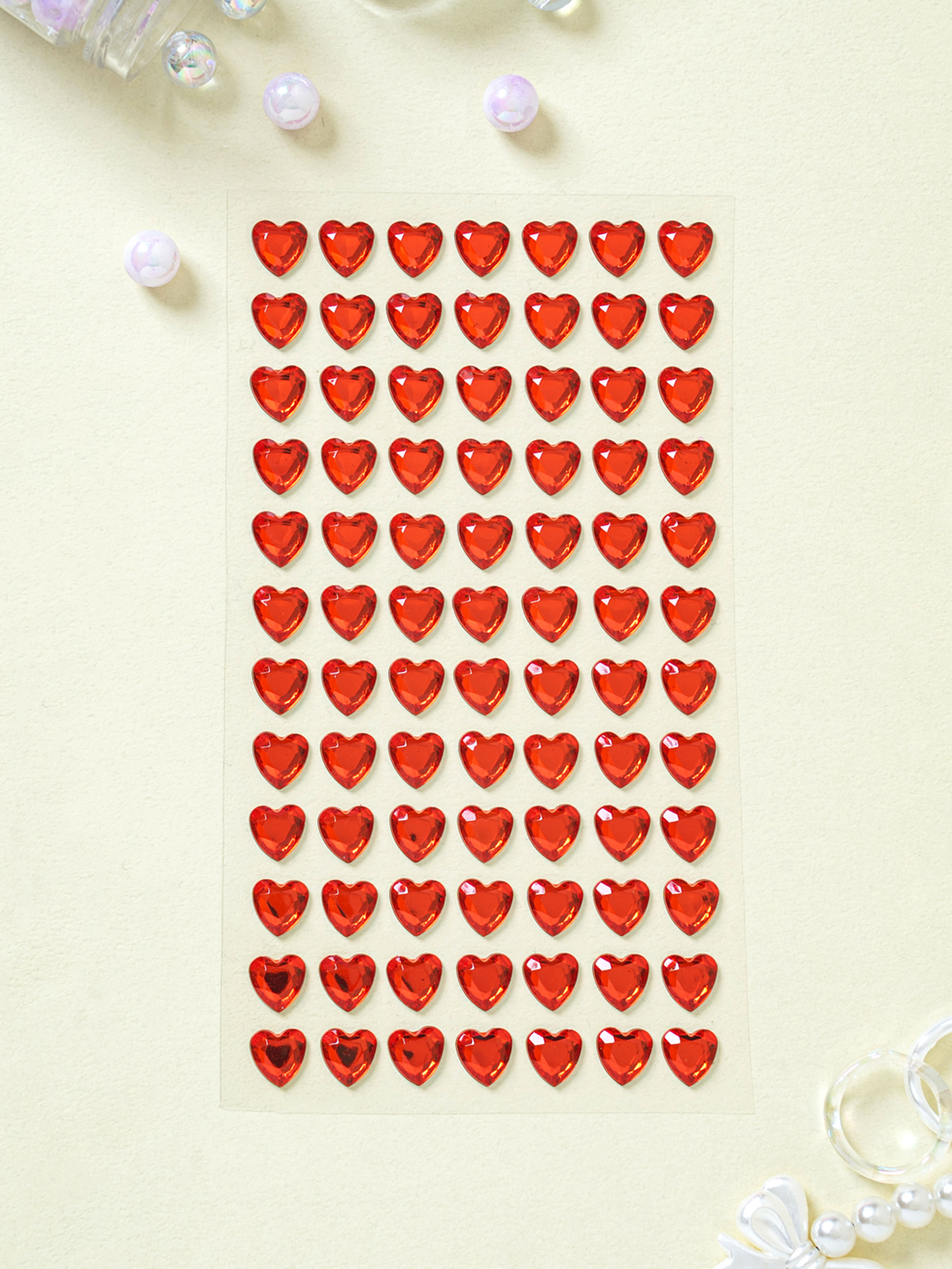 Jewel Heart Sticker 10 mm Red