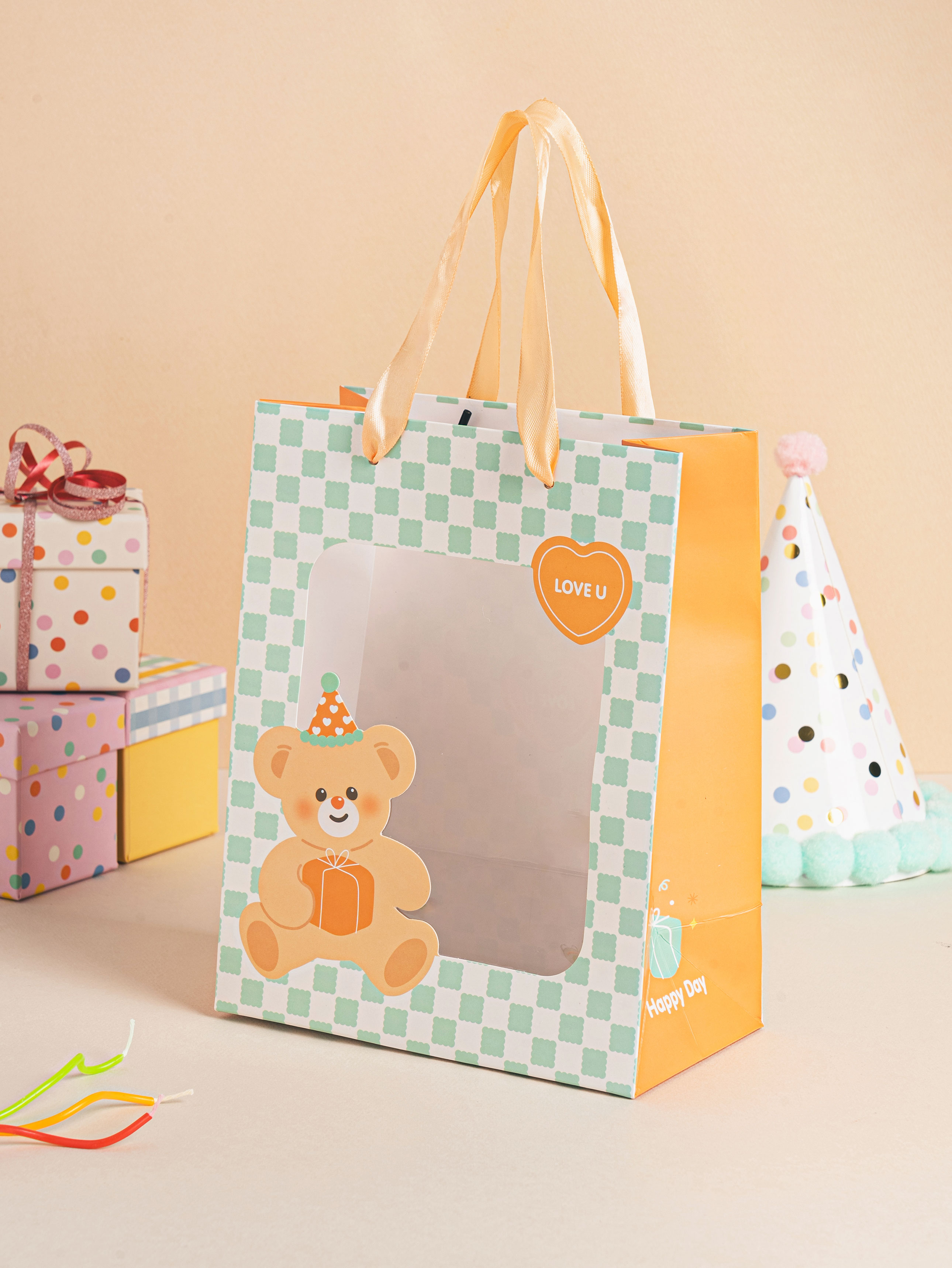 Transparent Window Lovely Shopping Bag Mint