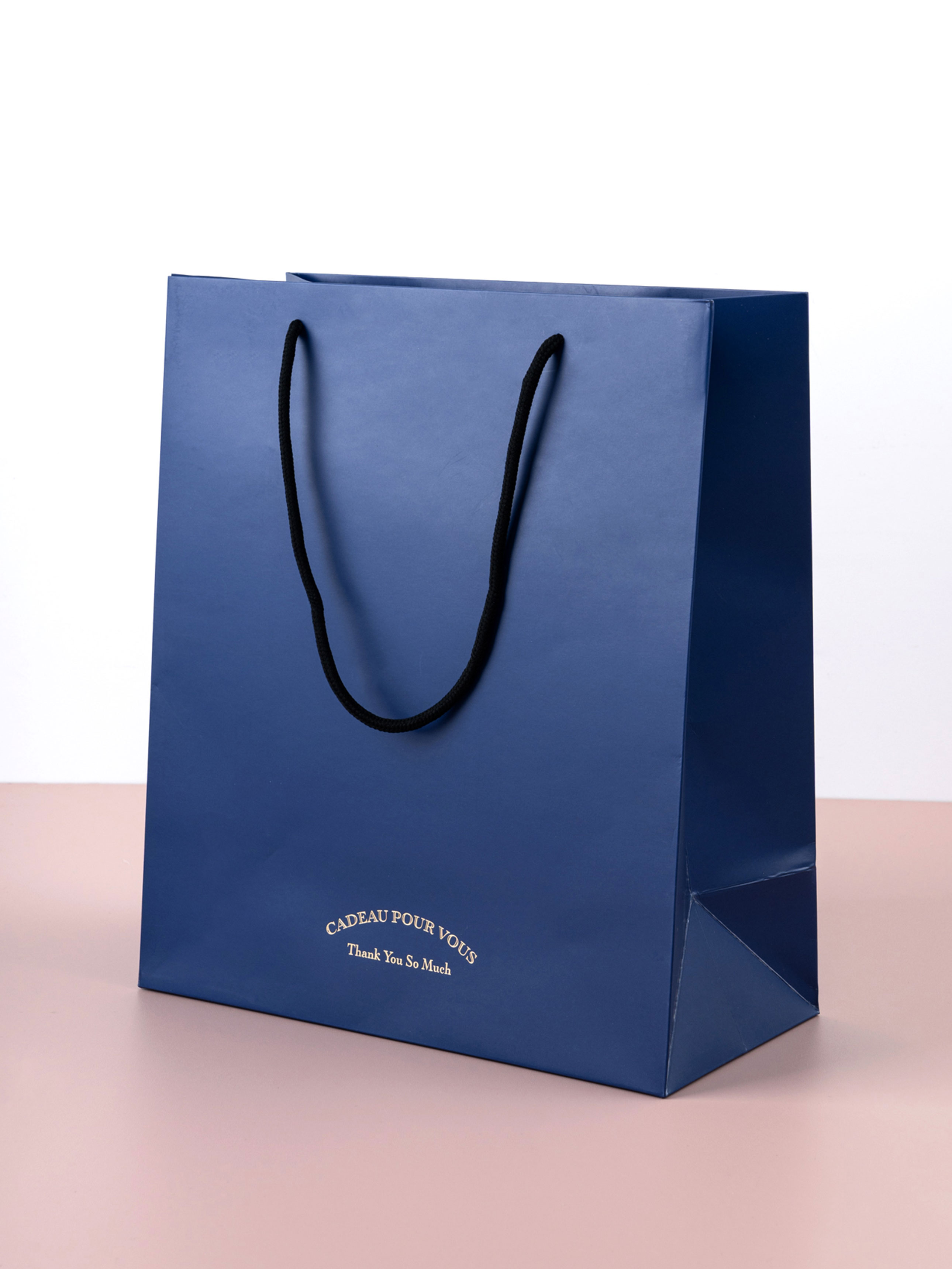 Luxury vertical shopping bag navy M