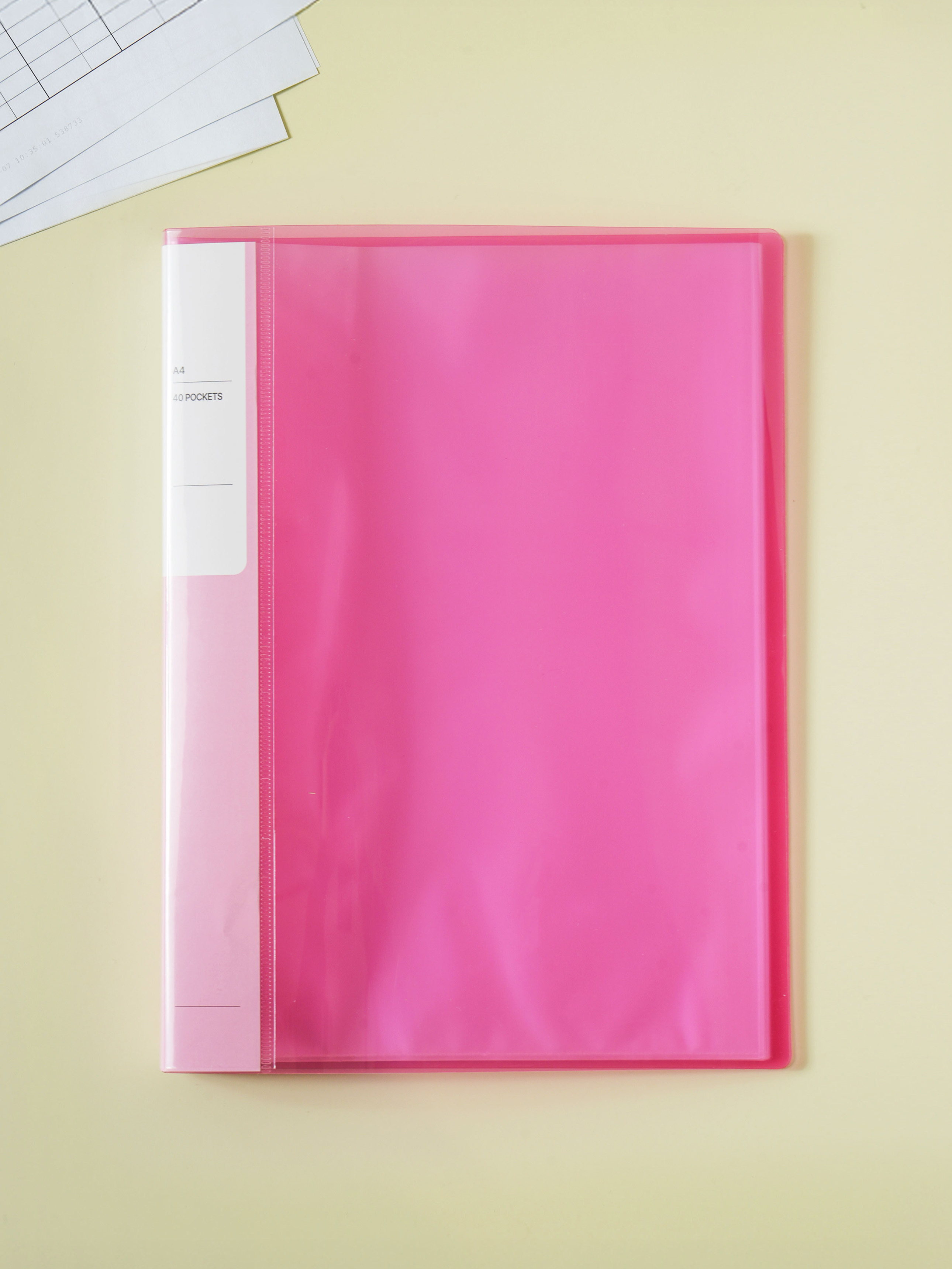 Adhesive Clear File 40 Sheets Pink