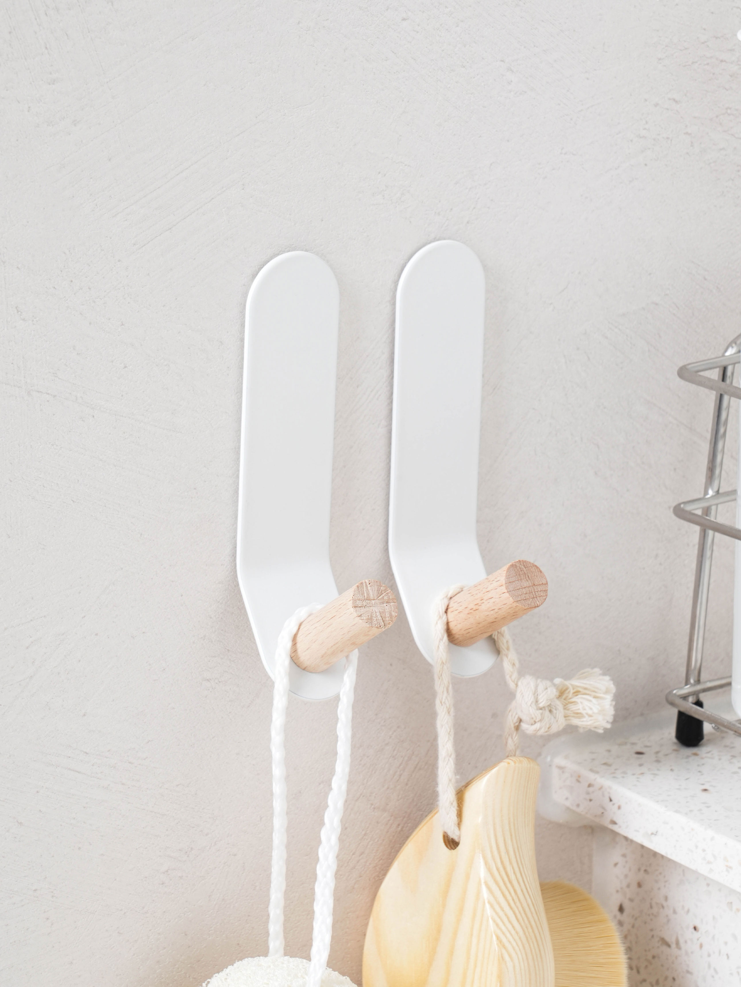 2 wood point steel adhesive hooks