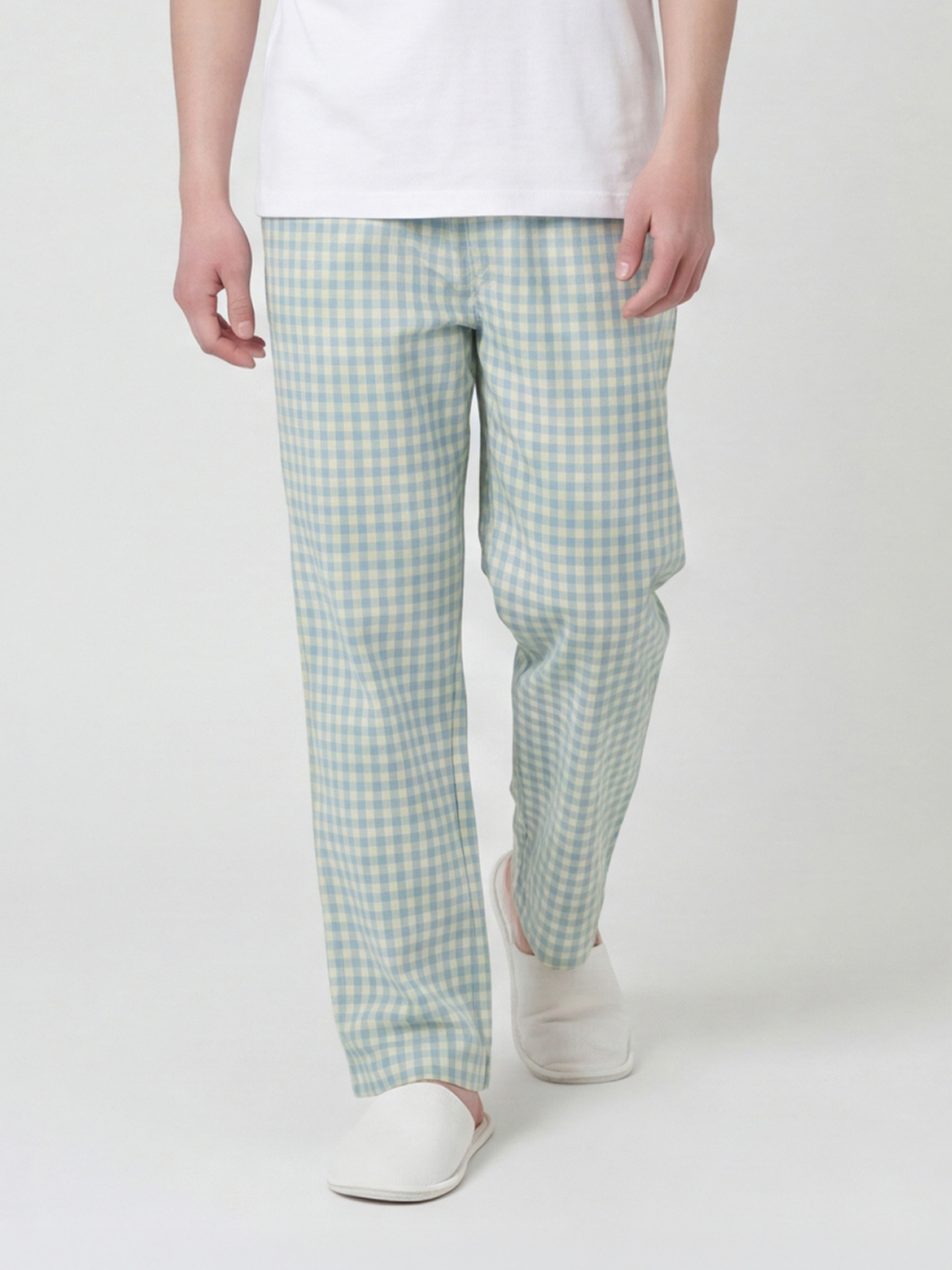 [Common] Check pajama bottoms L yellow