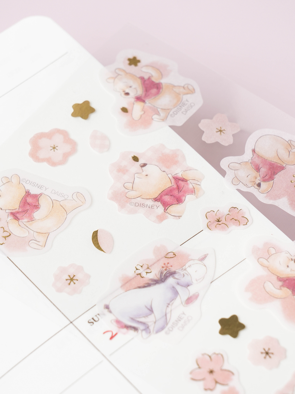 Cherry Blossom Disney Gold Foil Sticker Winnie the Pooh