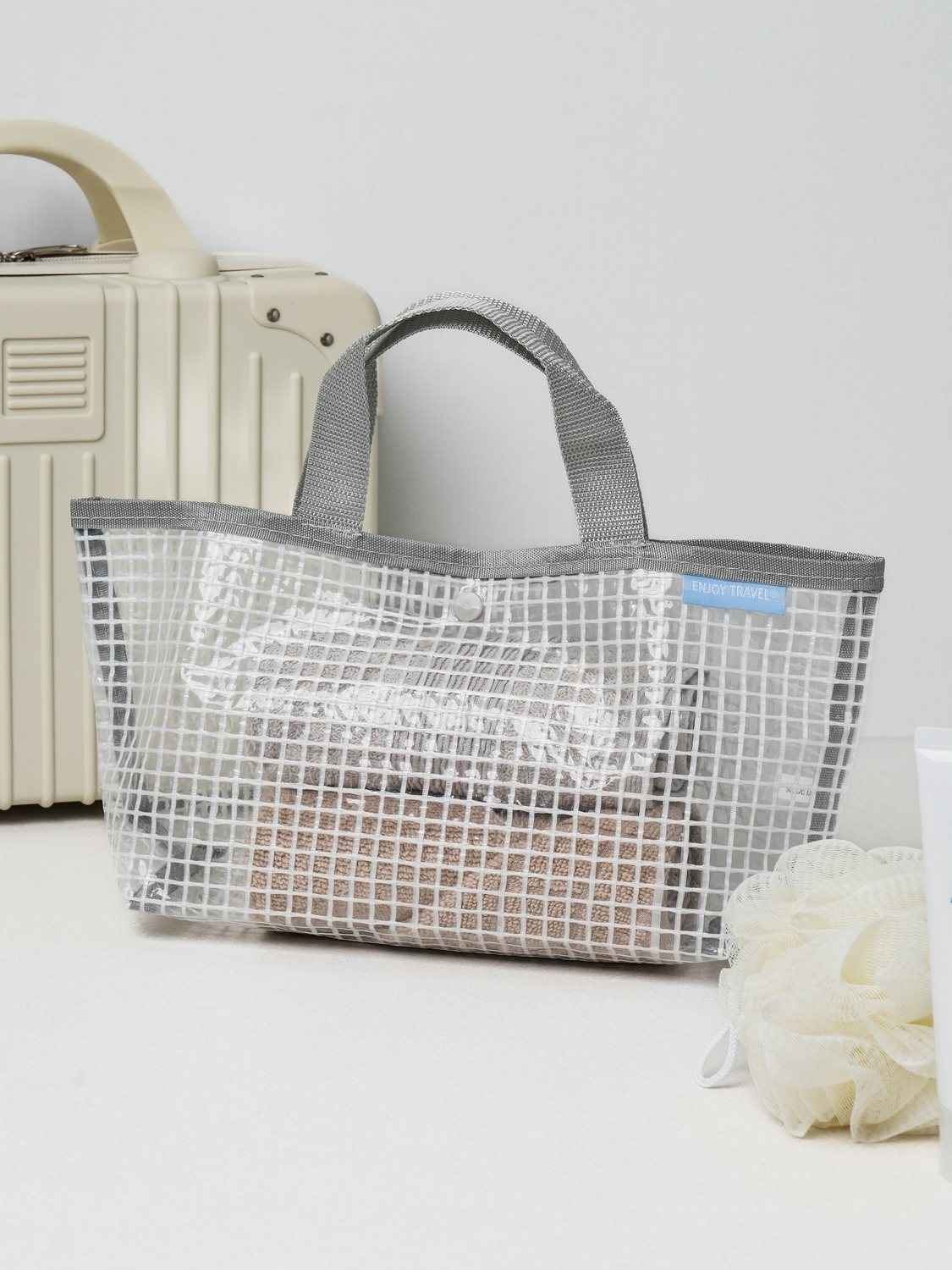 Transparent tote bag small for travel