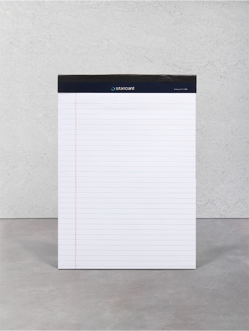A4 legal pad white