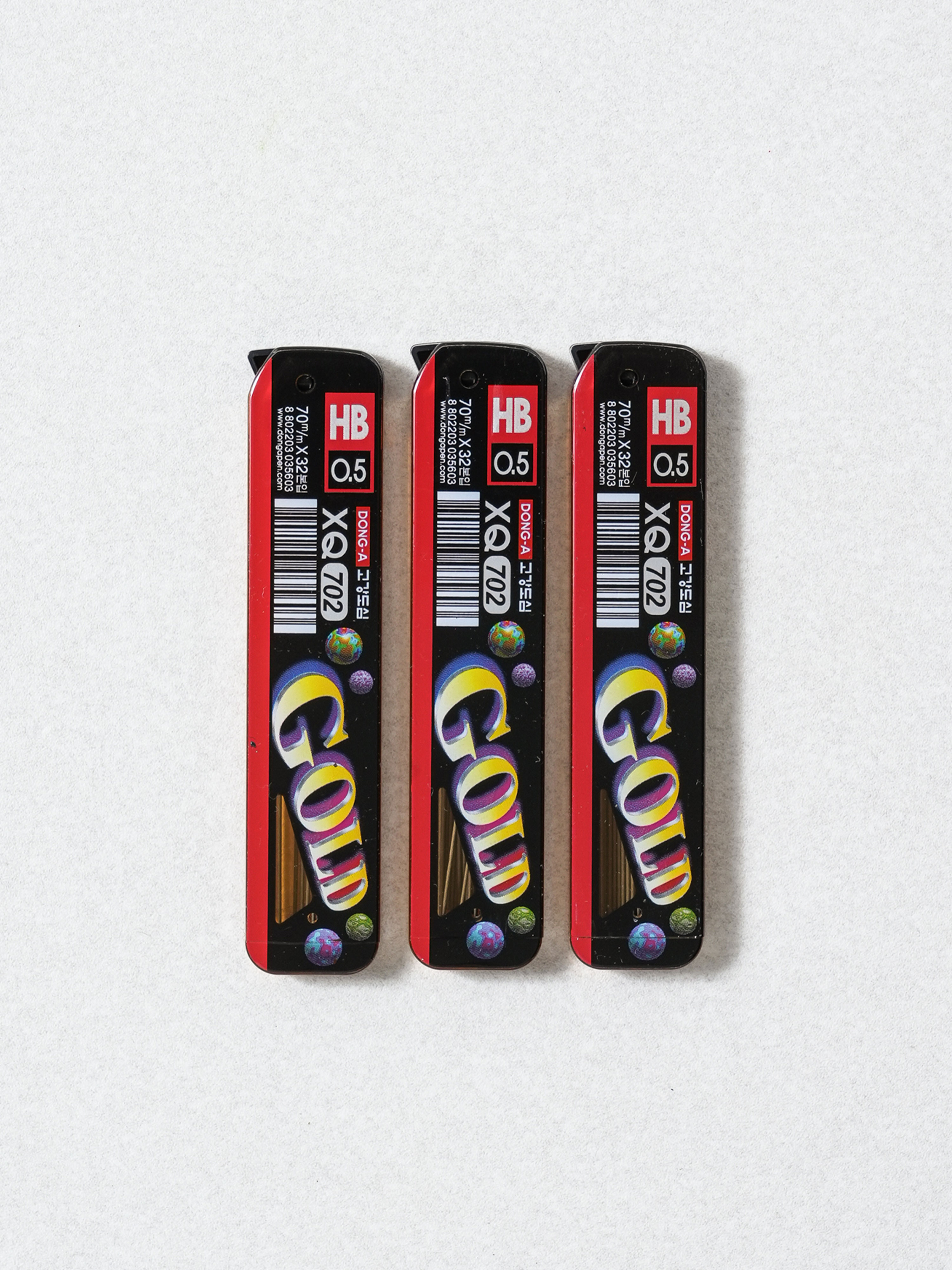 Donga XQ 702 Gold Sharp Lead 0.5 mm HB Lead 3 Pieces