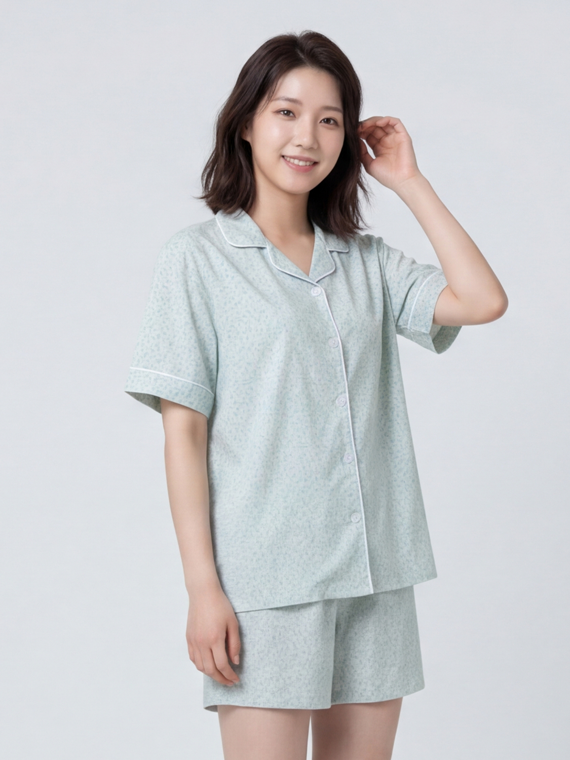 [Common] Rayon Lyocell Shorts Pajamas M Mint