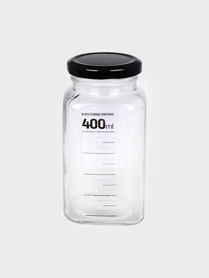 Steel cap square glass bottle 400ml