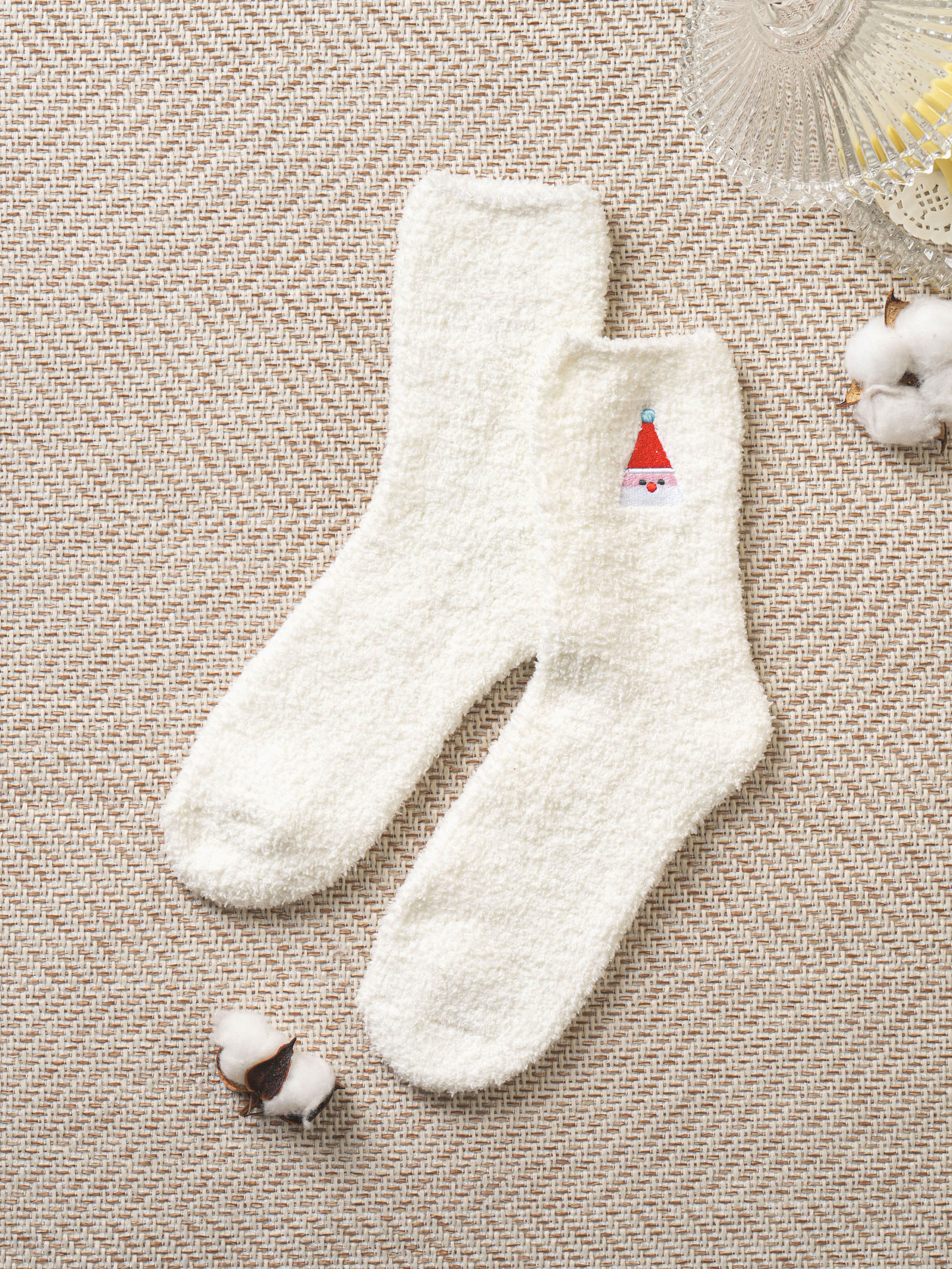 embroidery one point sleep socks santa