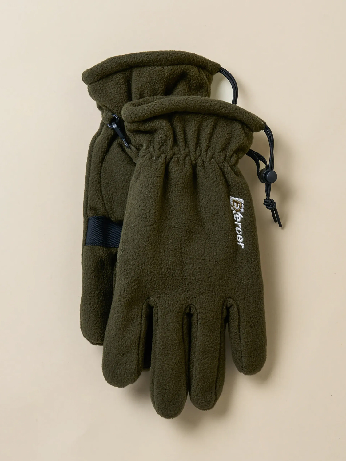 Lettering embroidery point gloves khaki