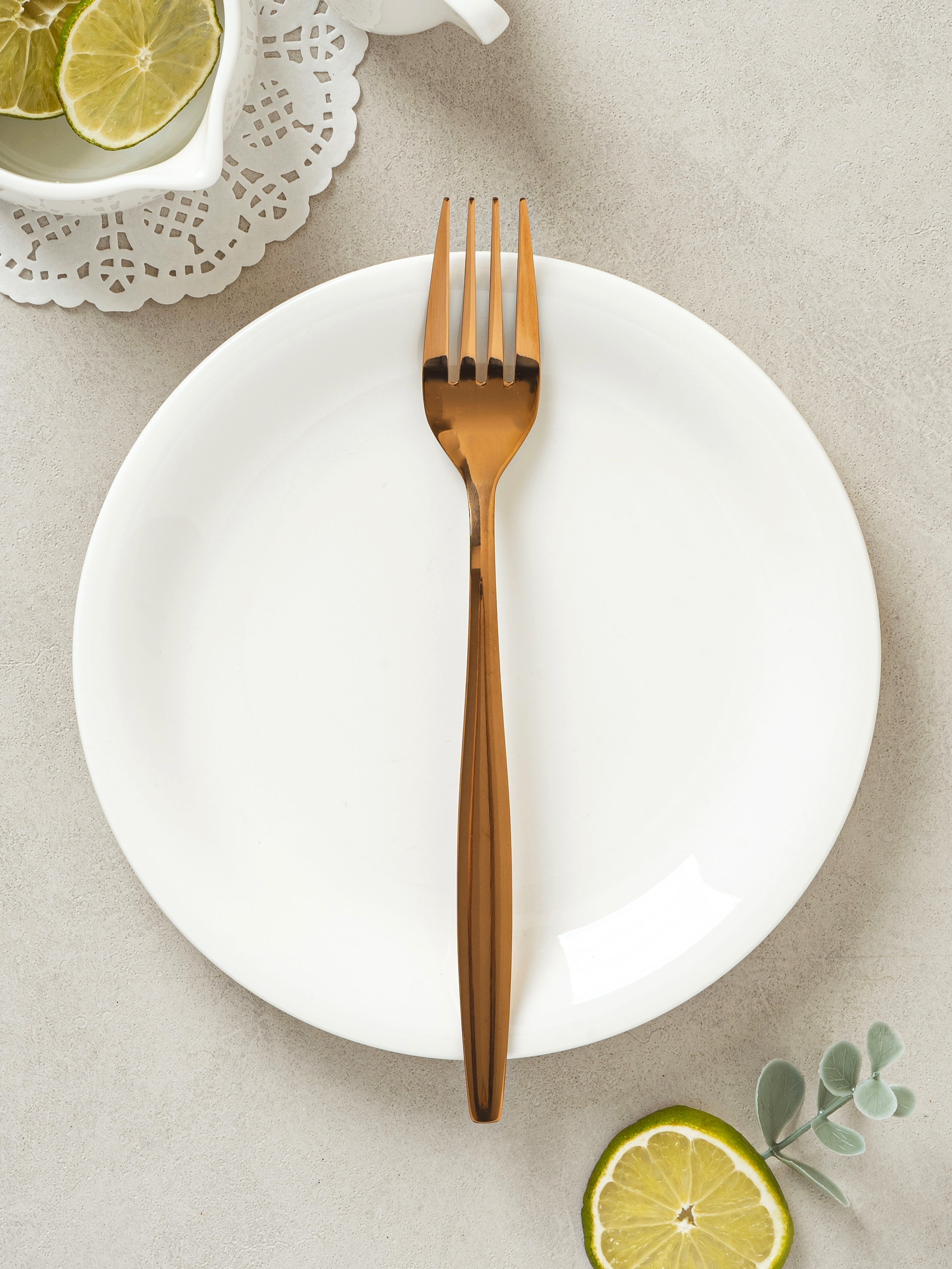 Rose gold titanium flatware fork