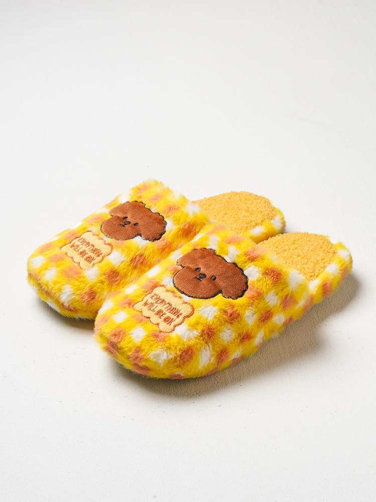 Embroidered check pattern blocked living room shoes 230~250 mm