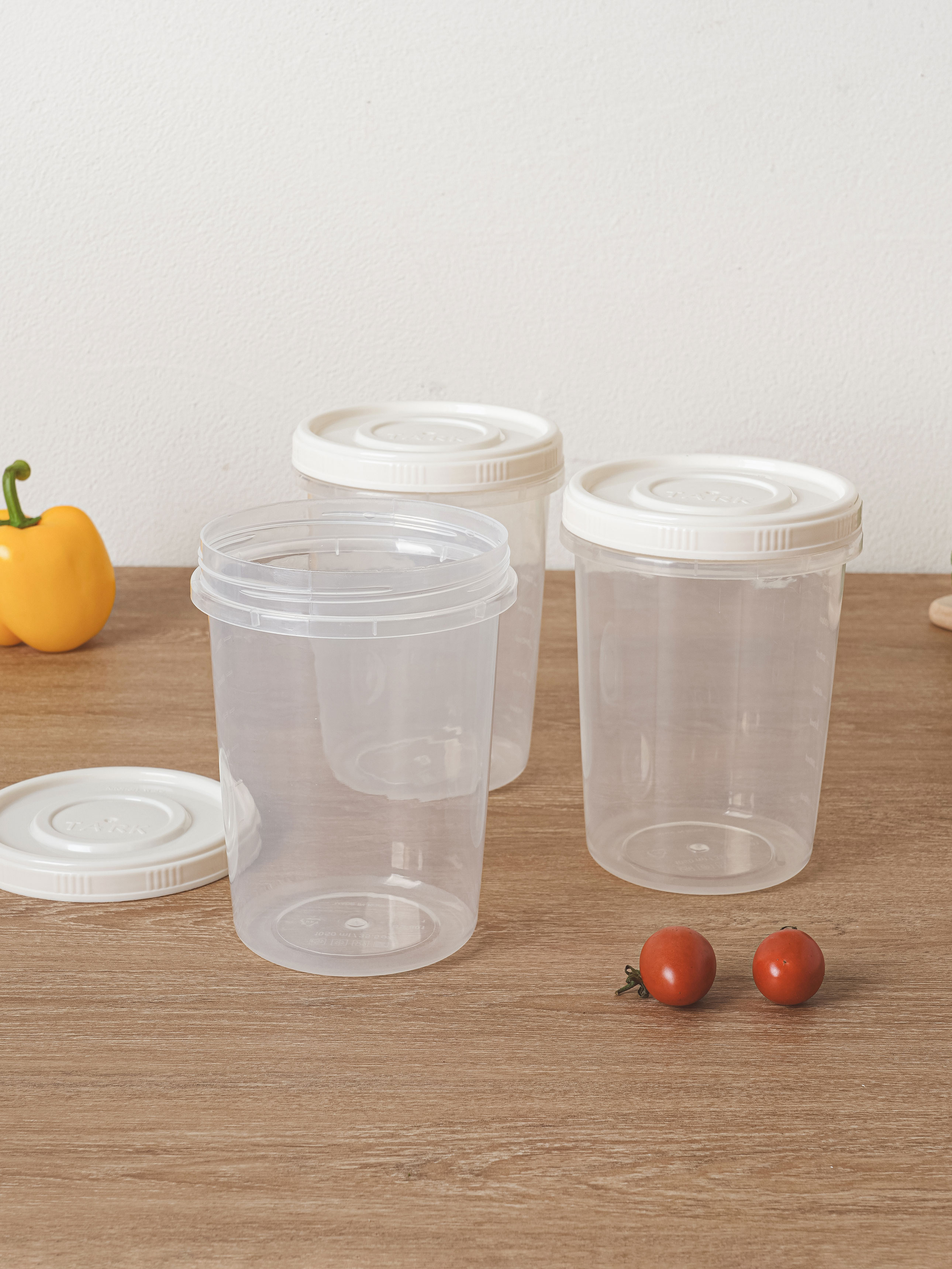 TARK Round Convenient Container 1L 3 Pieces White
