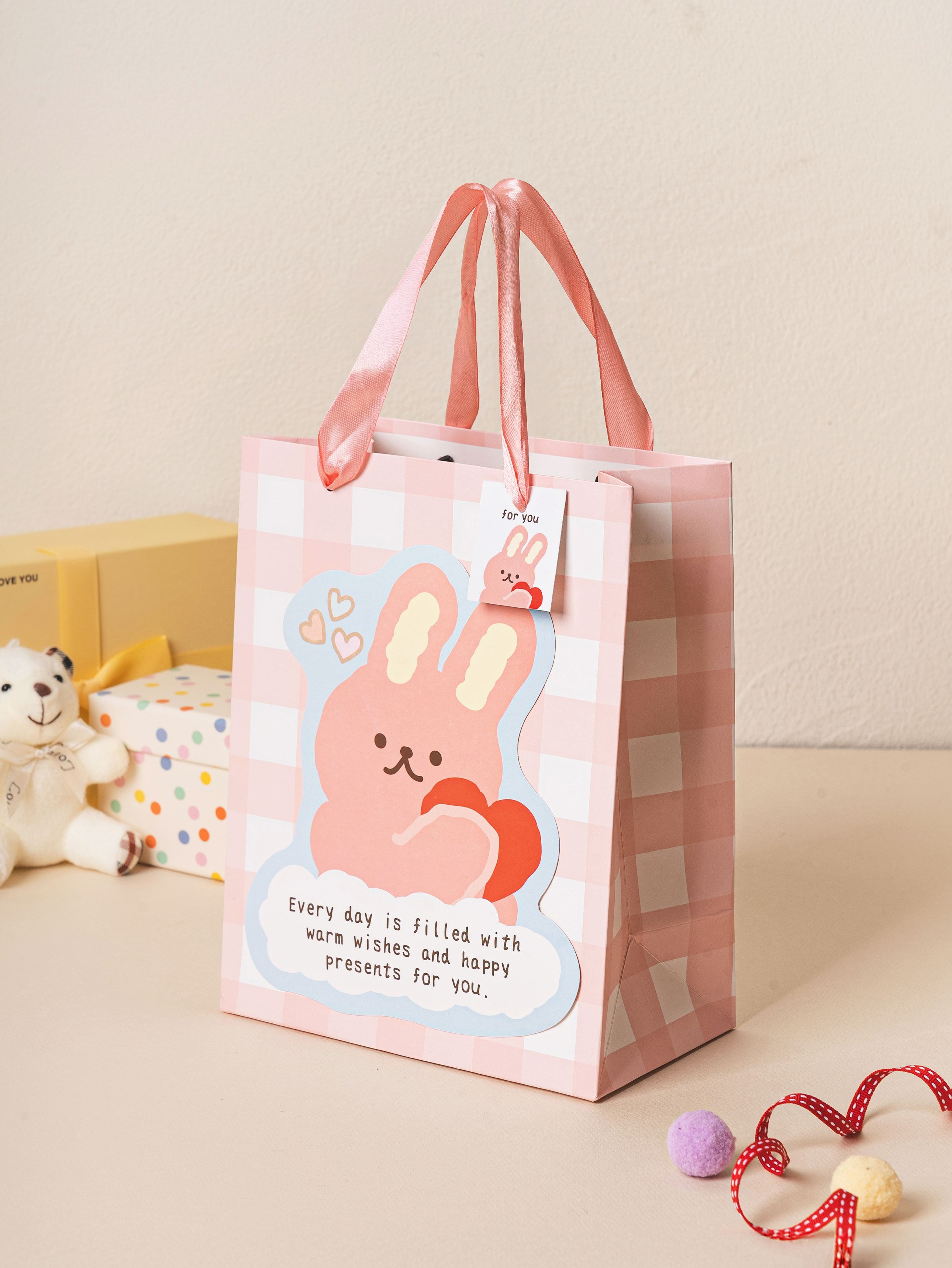 3D mini gift bag pink