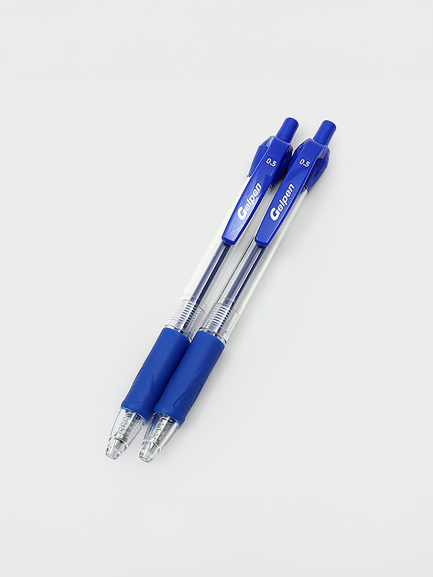 2 knock-type gel pens, 0.5mm blue