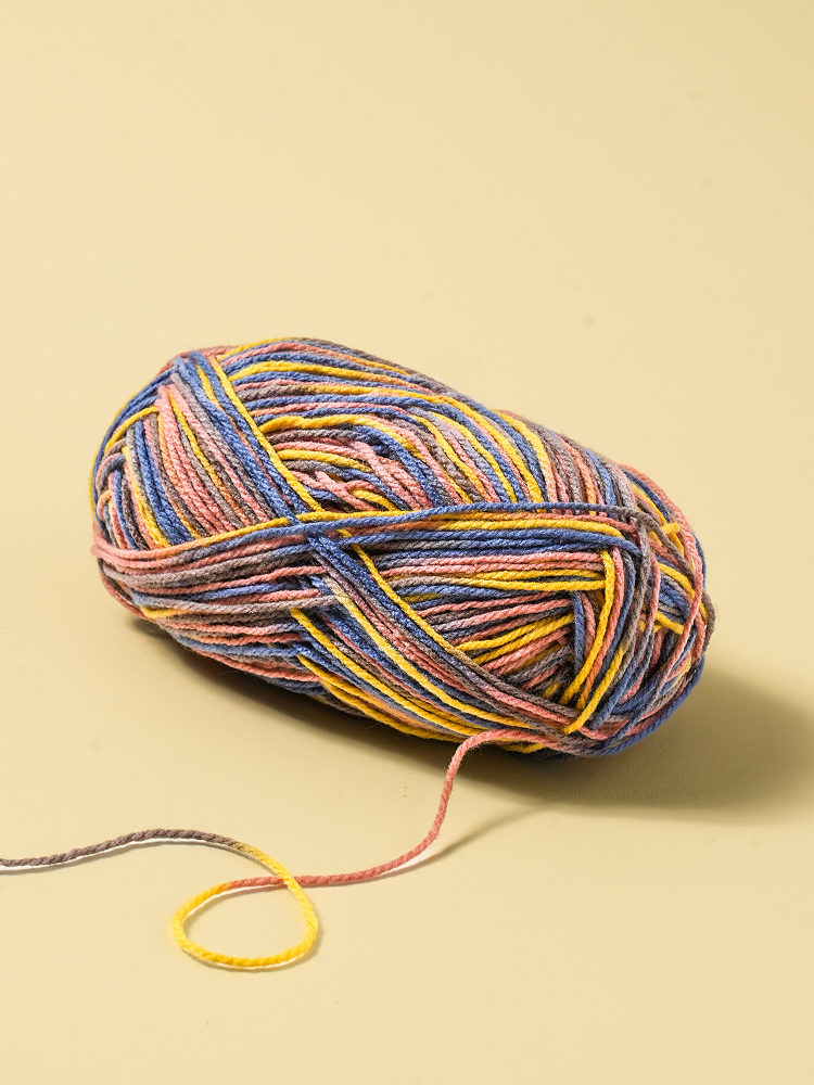 Mix color acrylic knitting yarn 50 g yellow