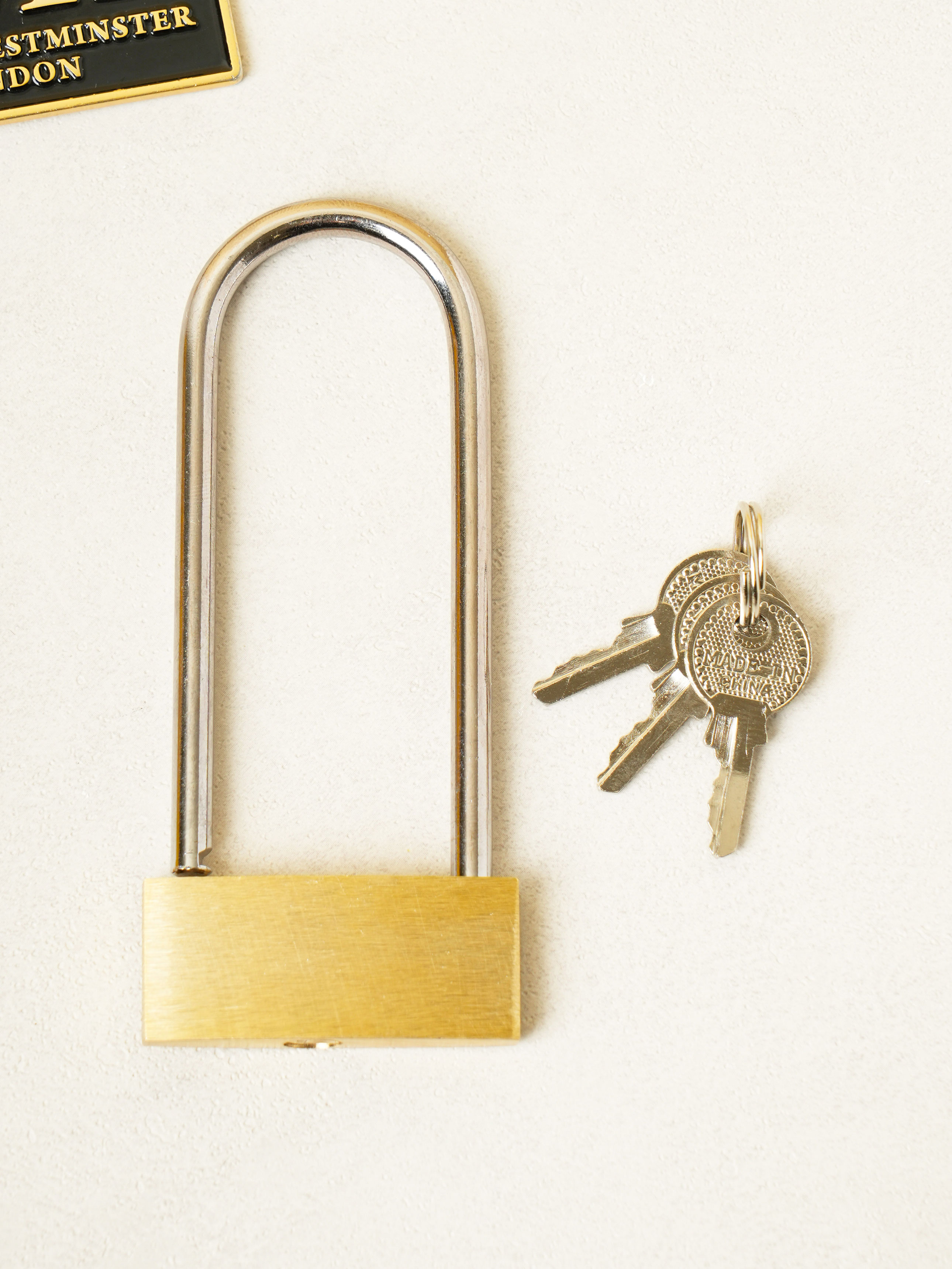 Copper padlock long ring key type large
