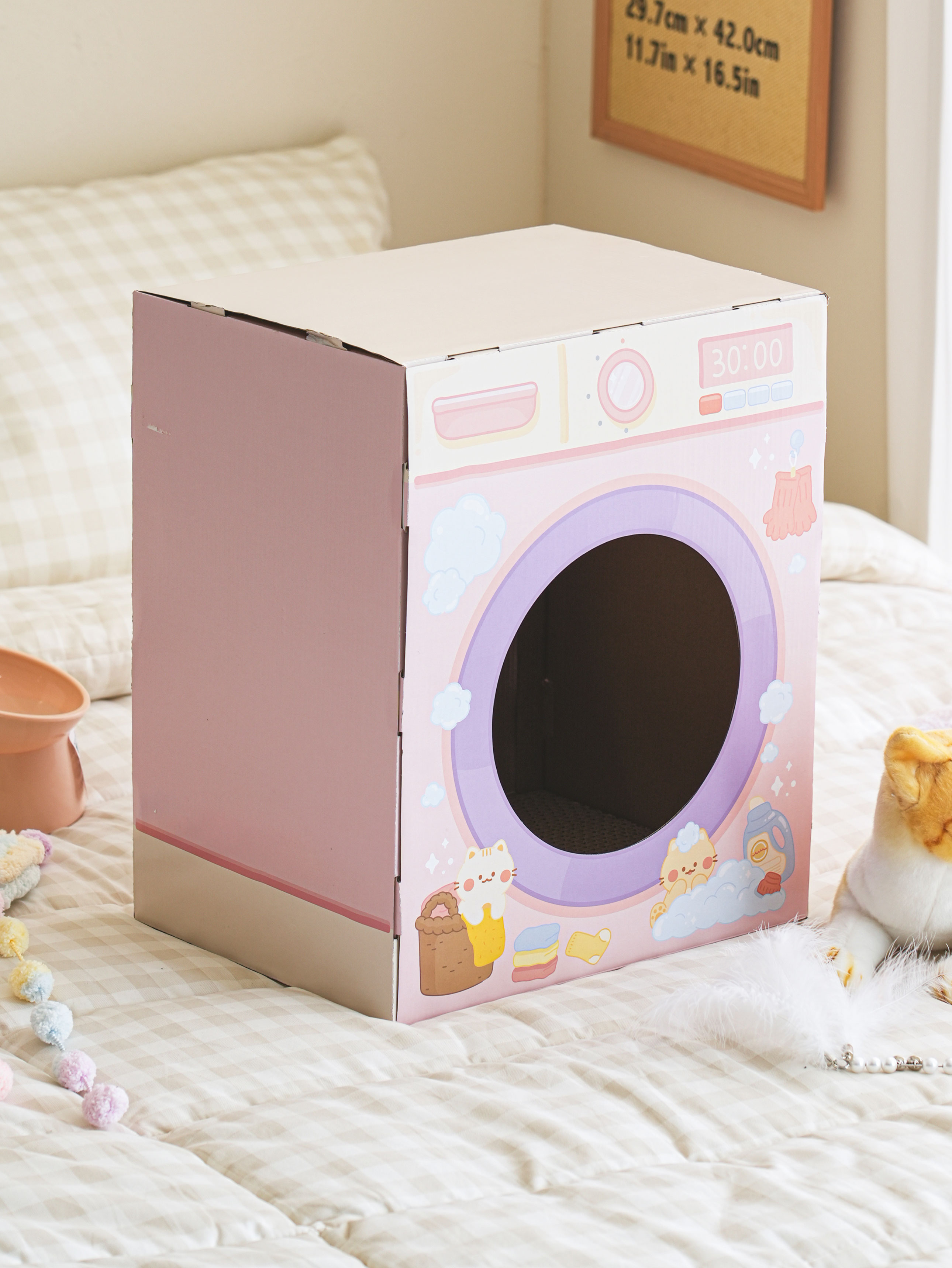 [Pet] Washing machine-shaped scratch house