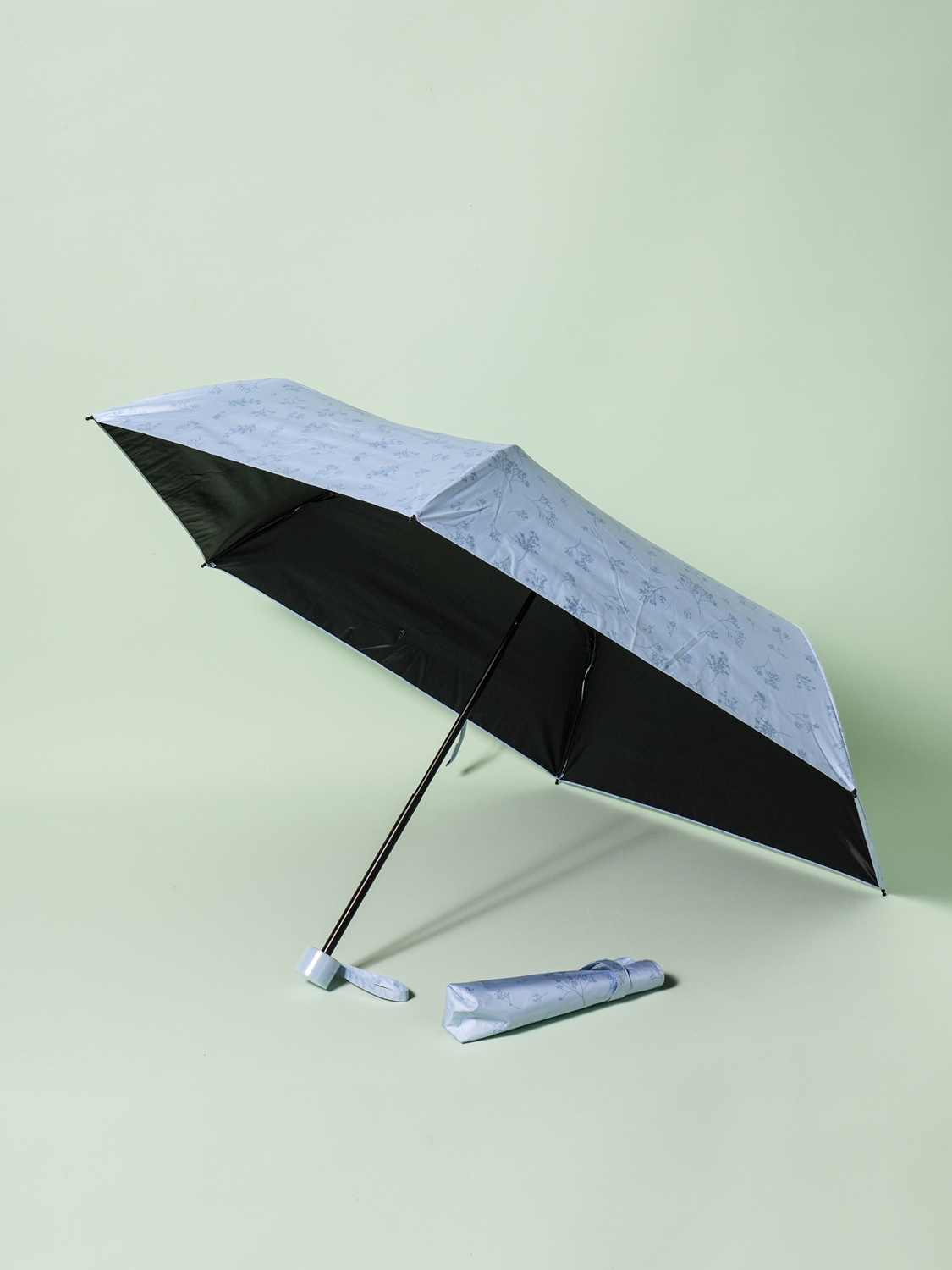 [Blocks up to 99% of UV] Mini Flower 3-Stage Blackout Umbrella 6K 49 cm Blue