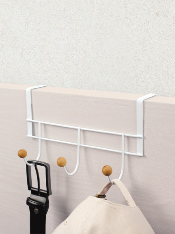 Wooden ball 3-prong door hook