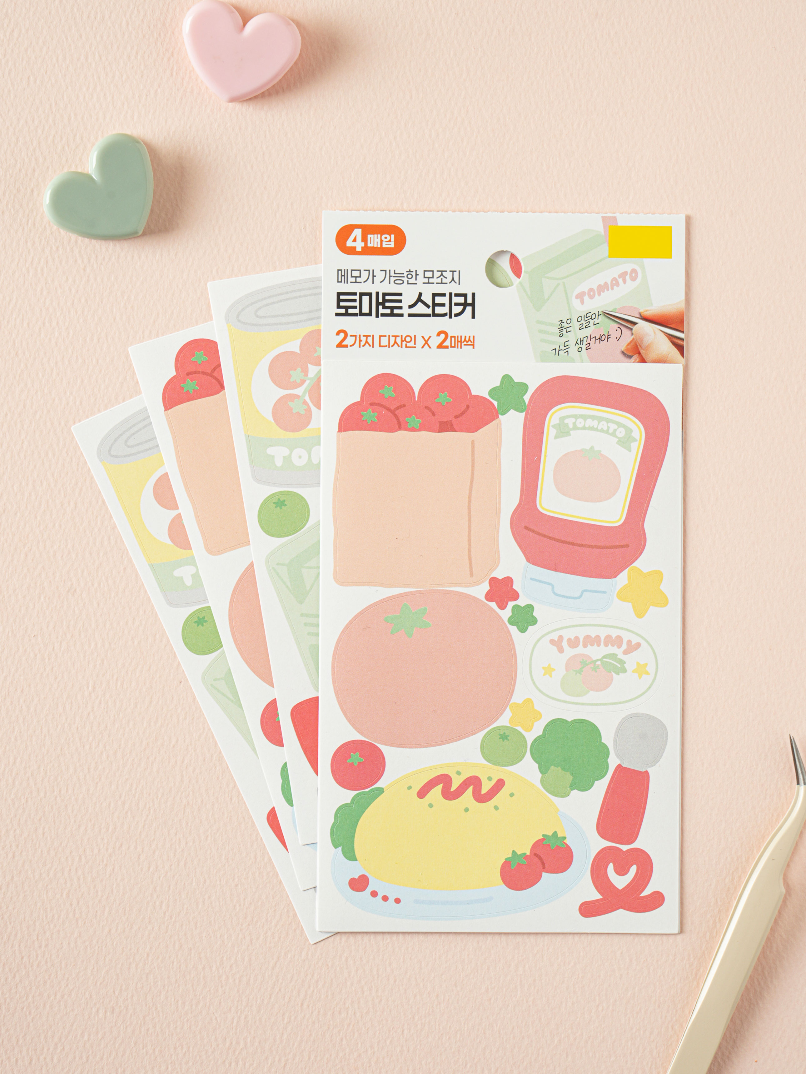 4 sheets of tomato paper stickers for notes