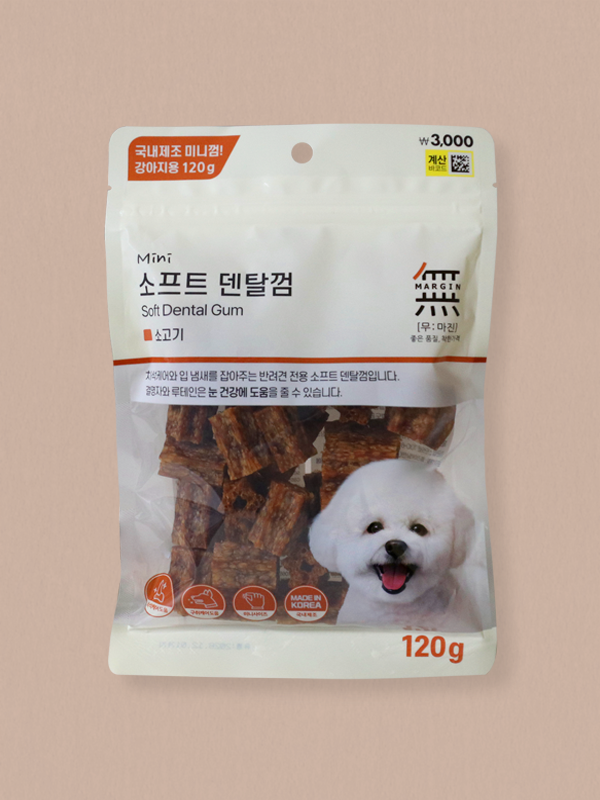 [Pet] Bow Wow Zero Margin Soft Dental Gum Mini 120 g Beef