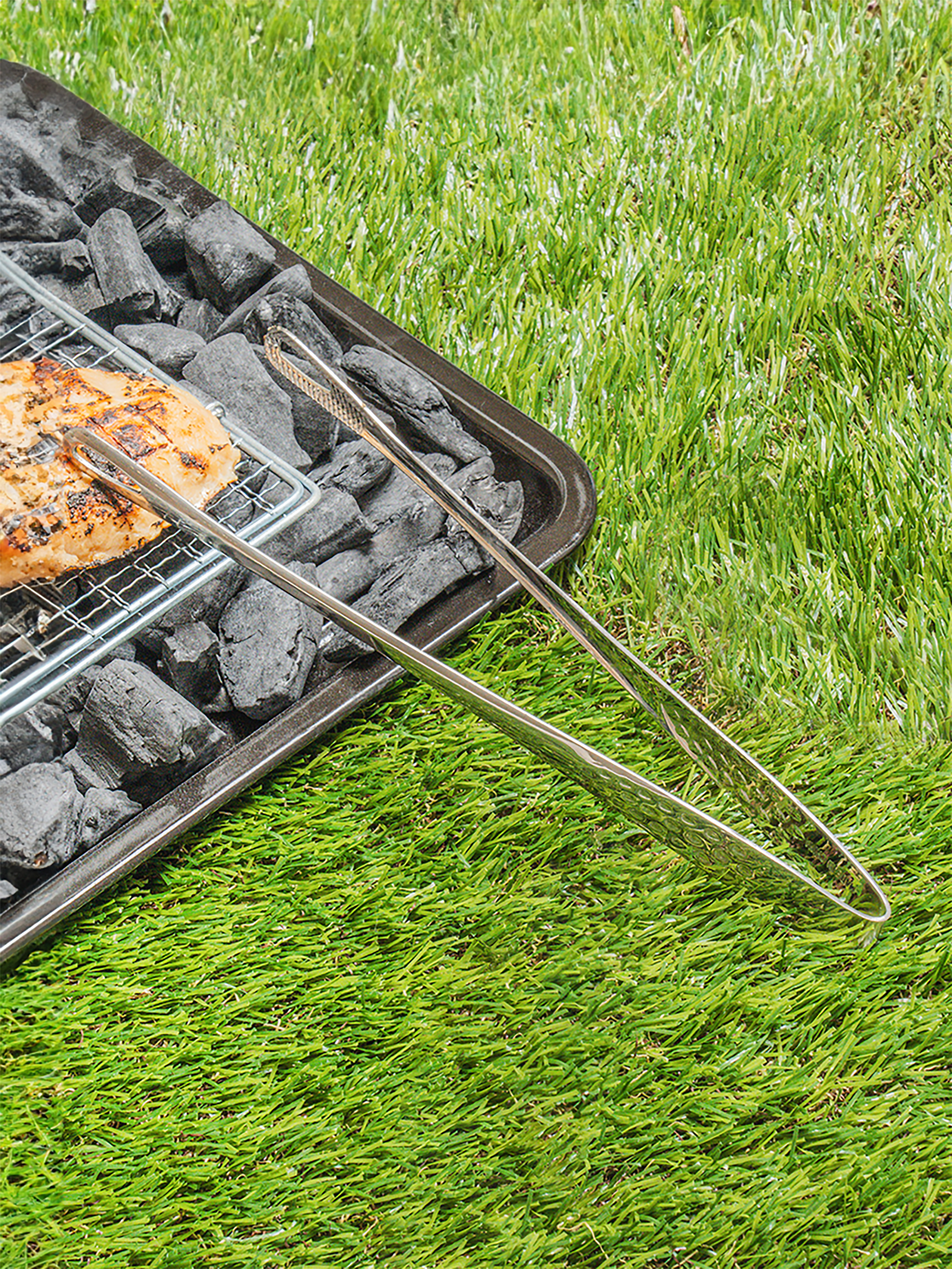 Camping stainless steel cooking tongs 24cm