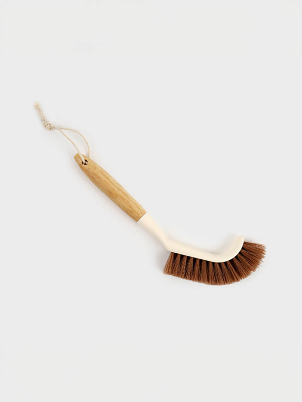 Rubber wood handle crevice brush