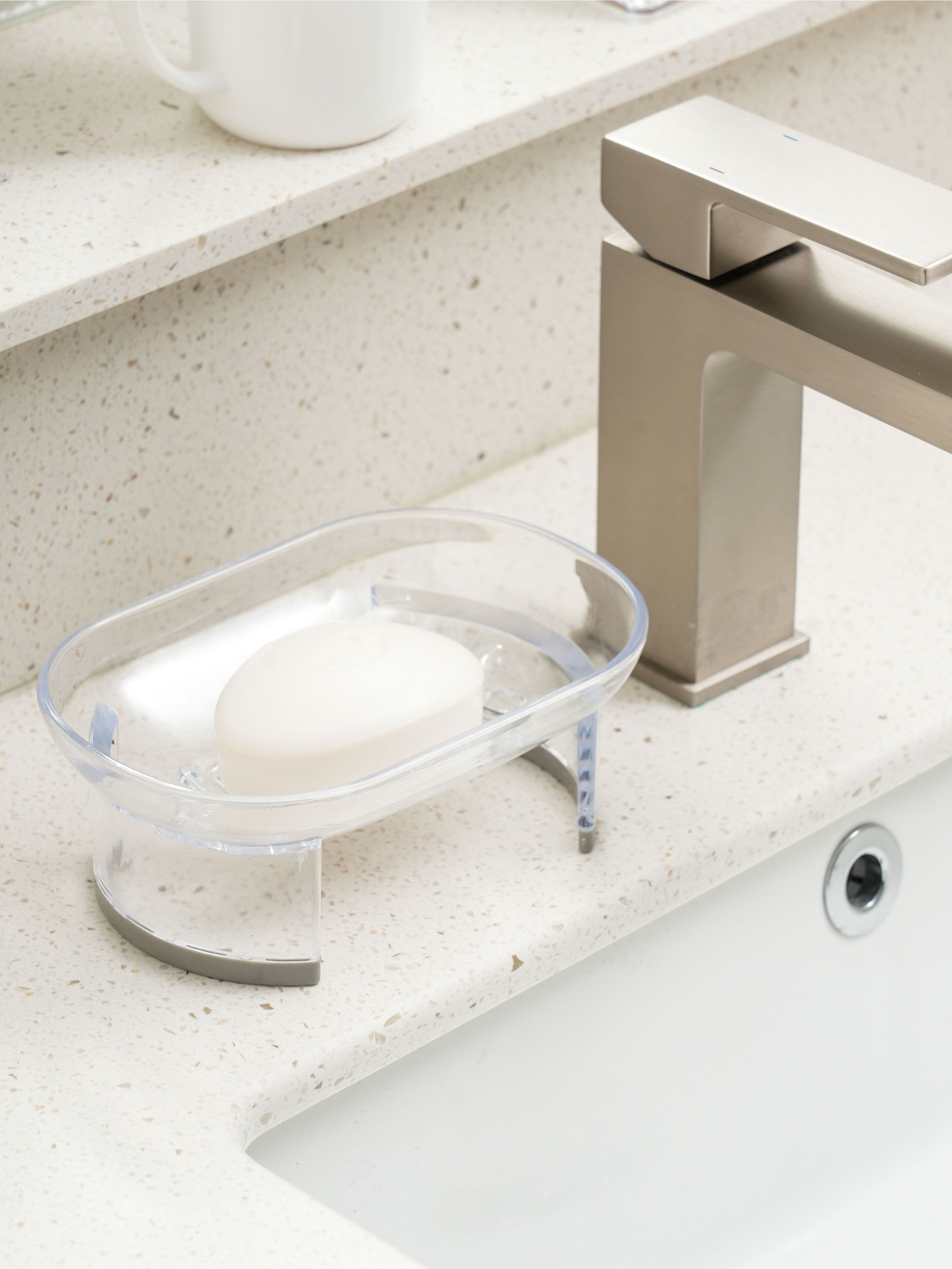 Clear high soap dish