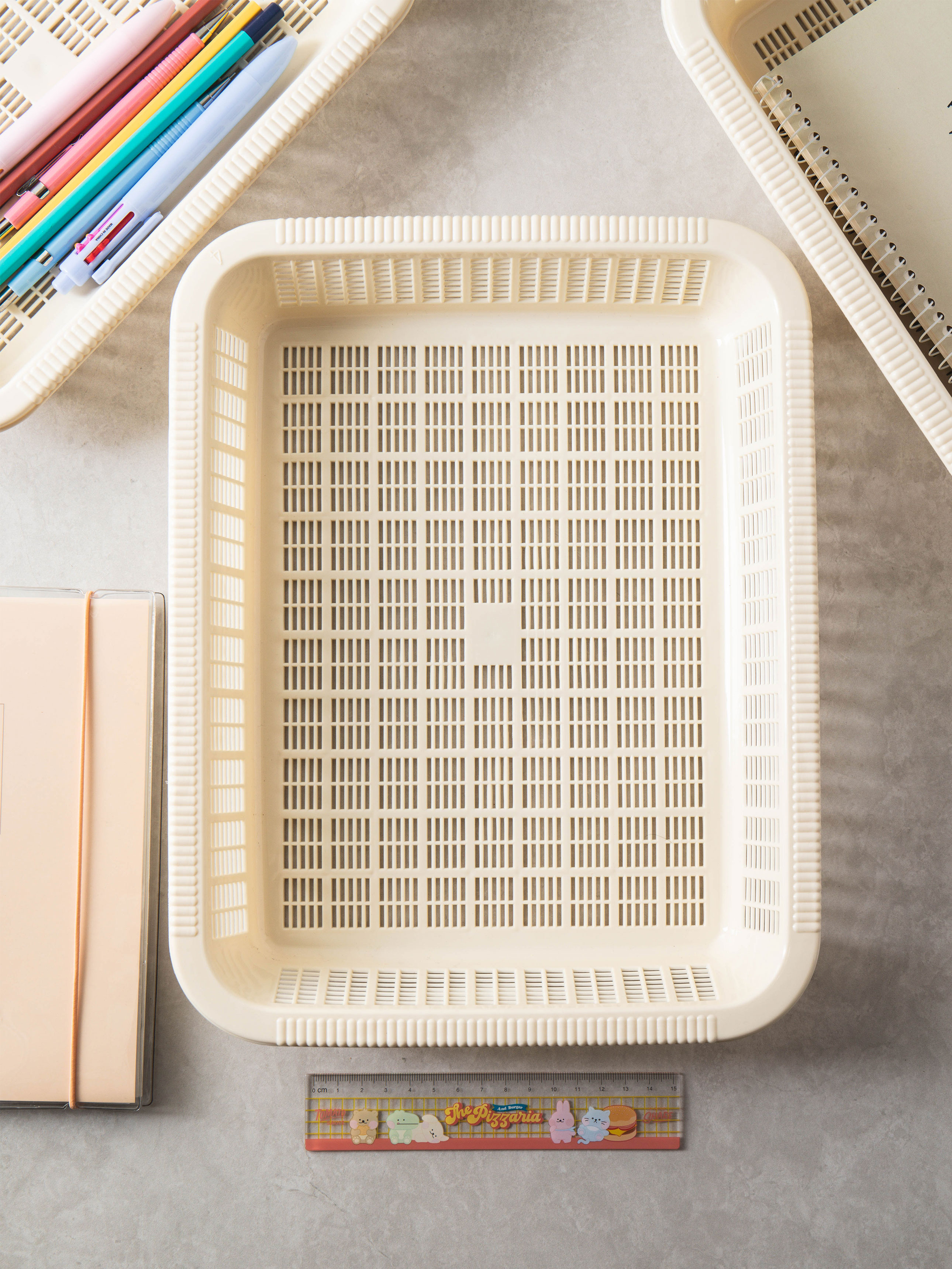 Square mesh desk basket No. 2 34X26X5.5cm