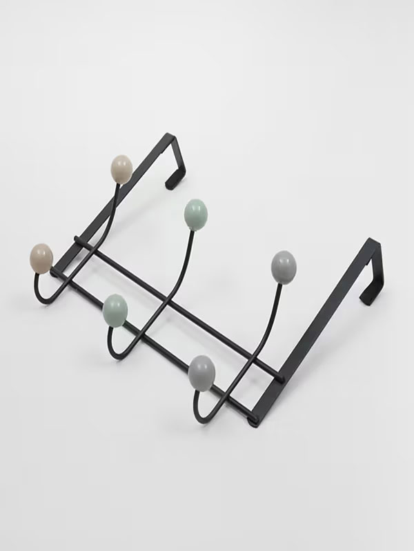 6 color ball door hook black