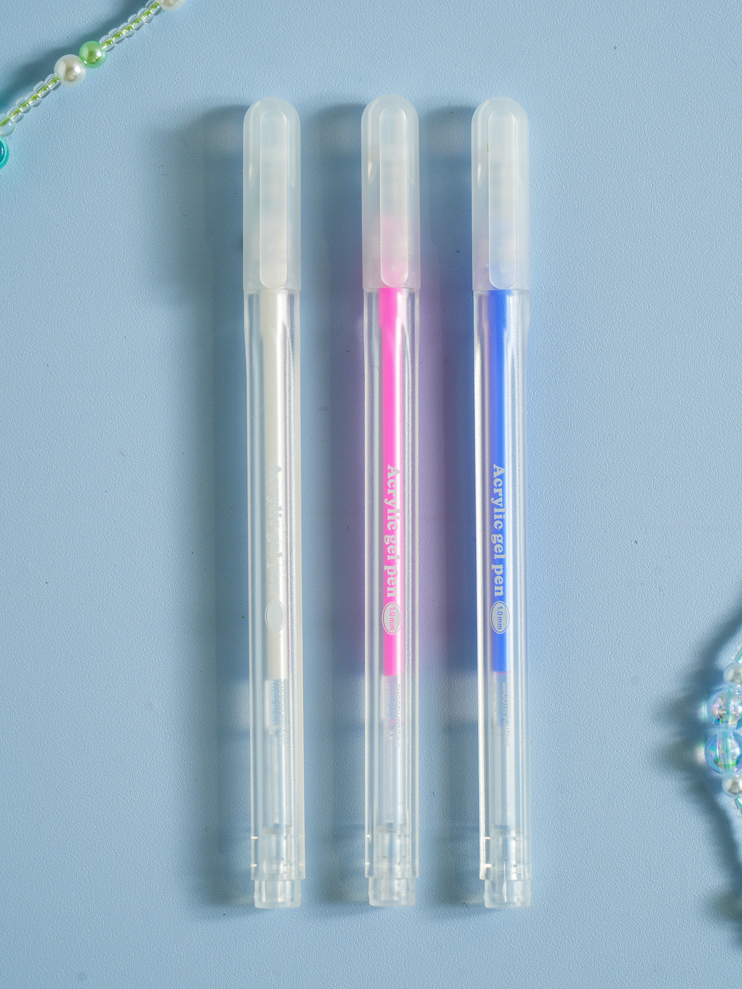 3 clear acrylic gel pens