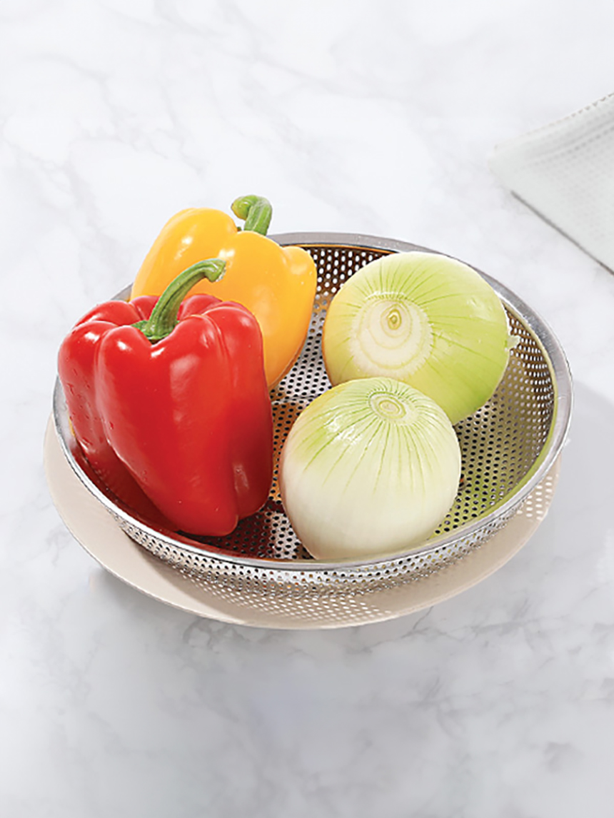 Stainless steel low perforated tray 22cm