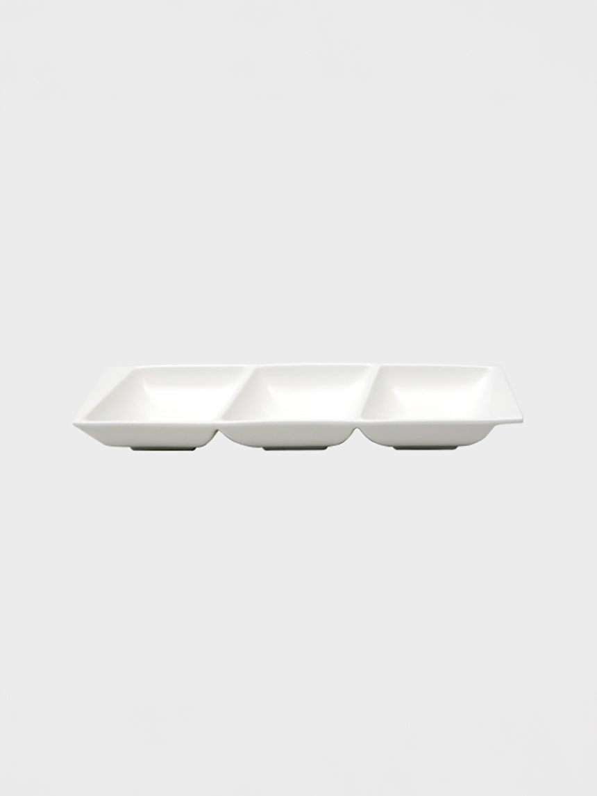Simply White Rectangular 3-compartment Sharing Plate