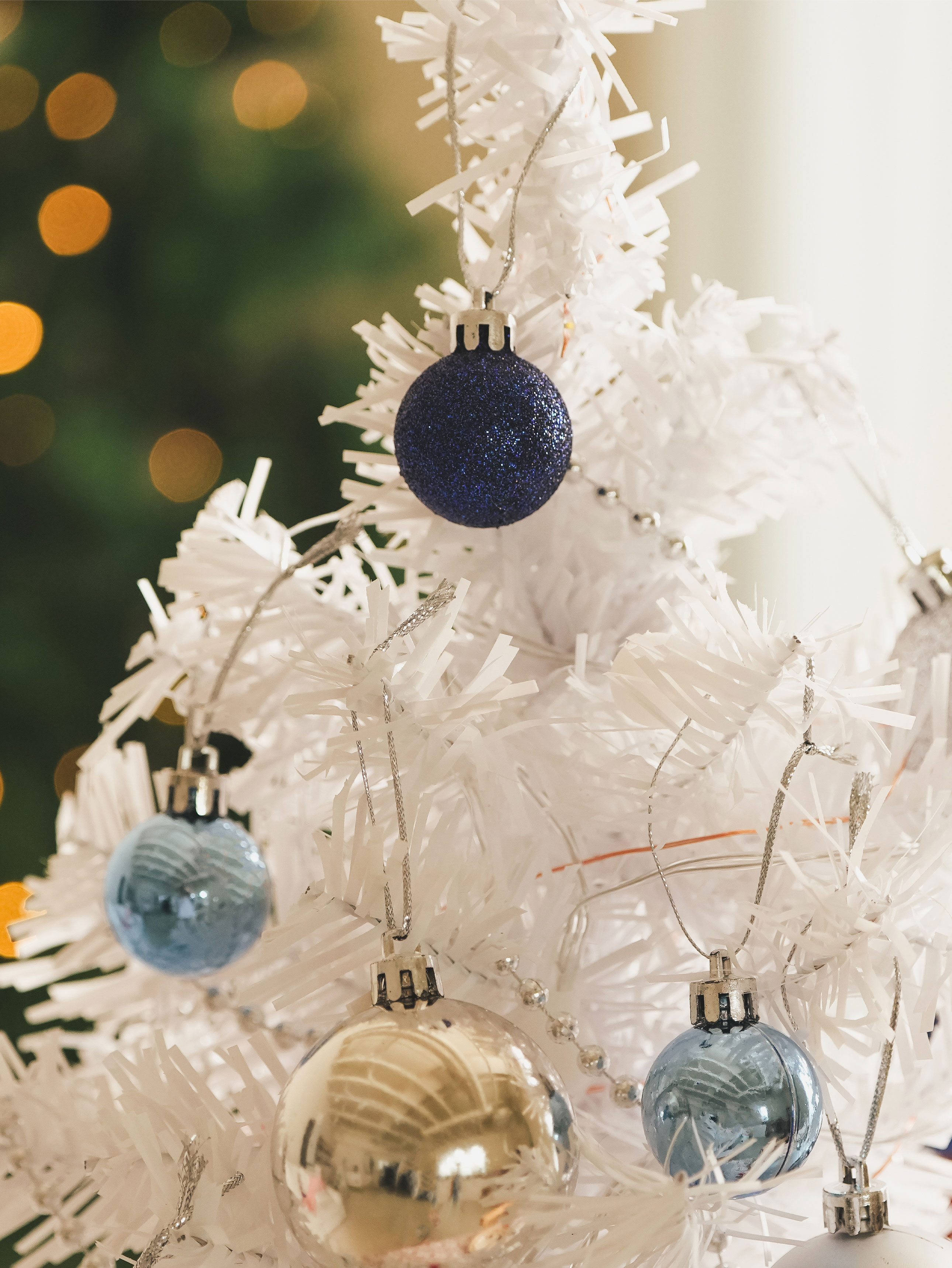 Christmas White Blue Mixed Balls 3 cm 12 pieces