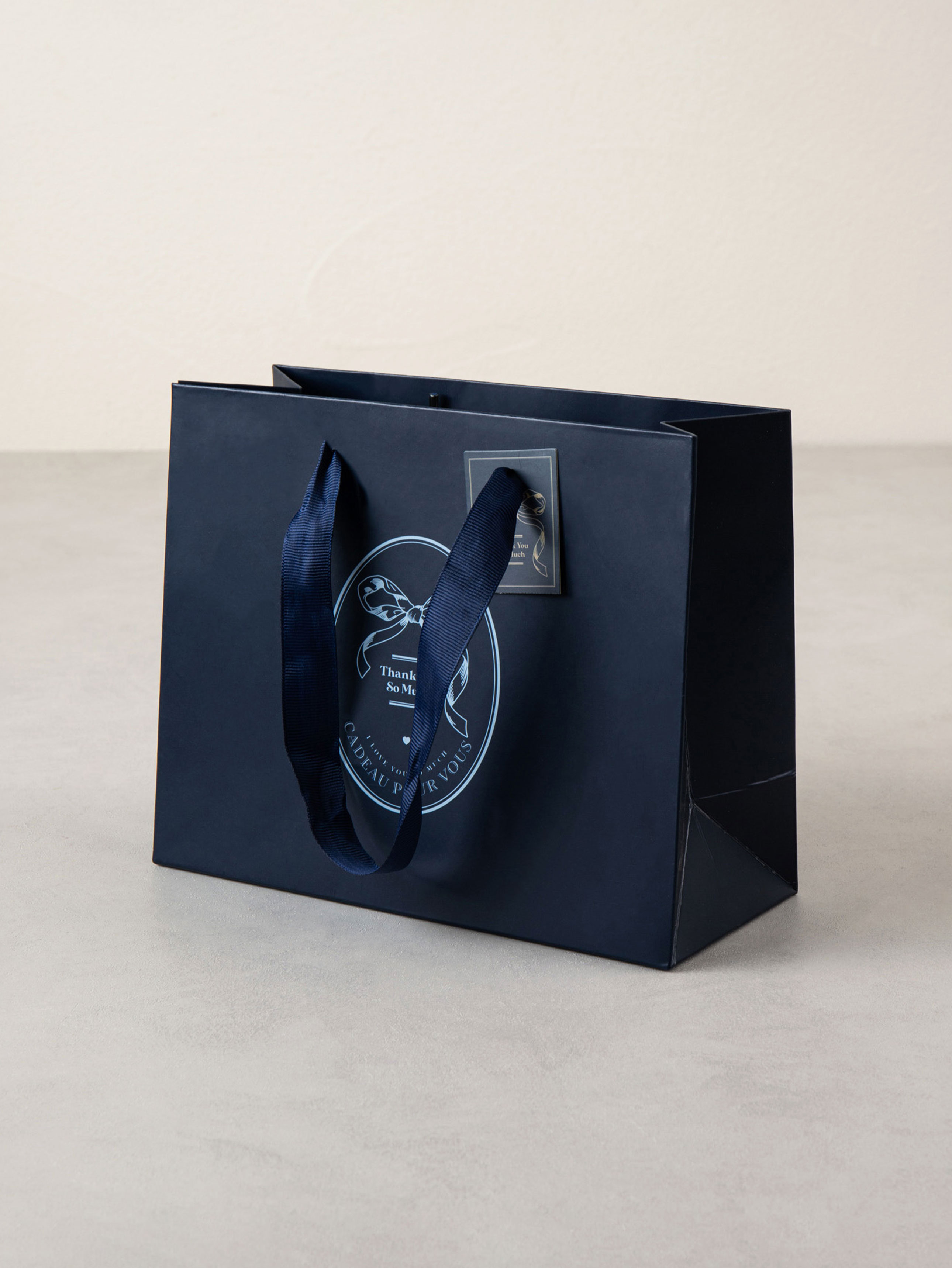 Luxury horizontal shopping bag navy S