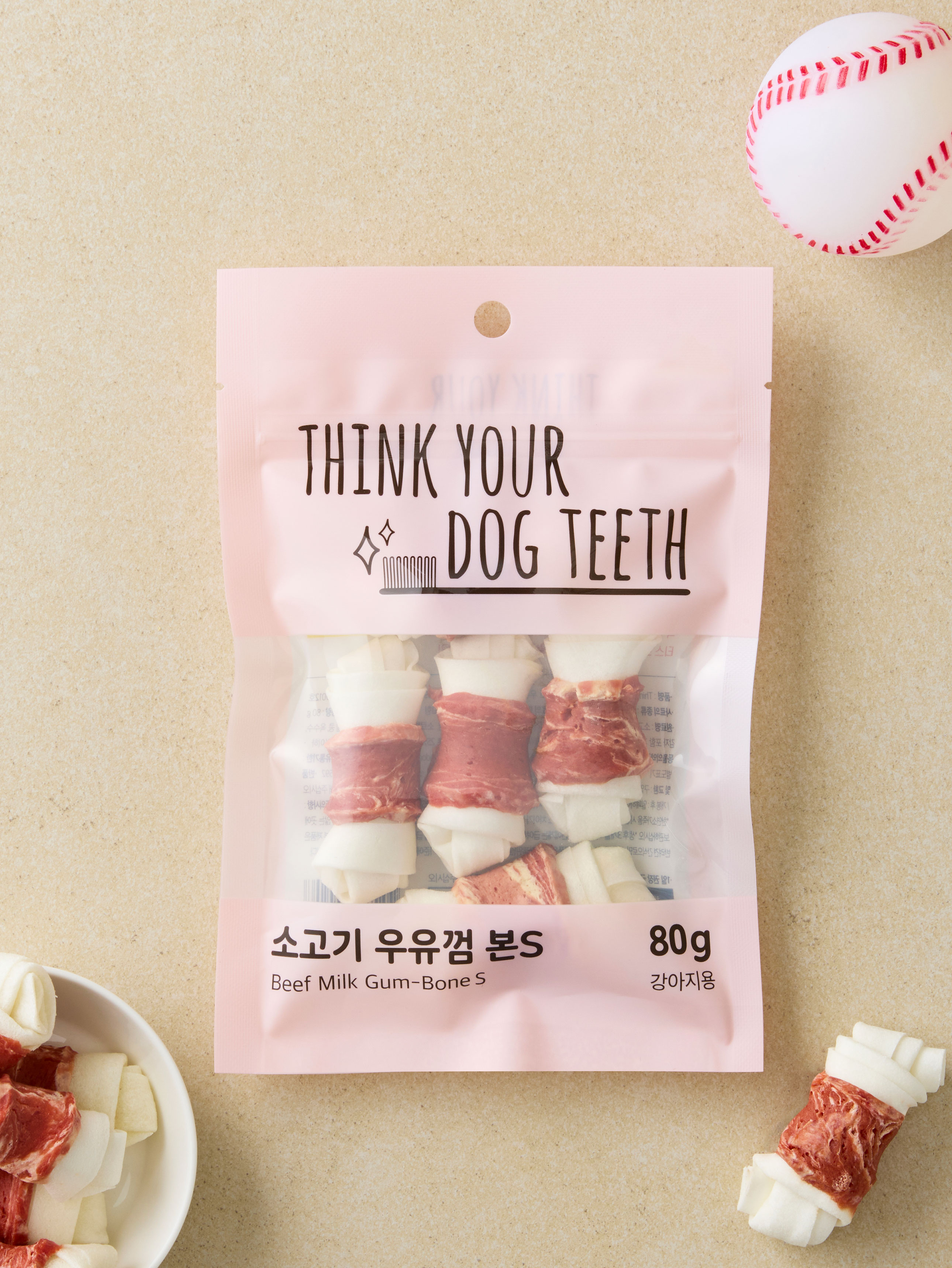 [Pet] Think Your Dog Teeth Milk Gum Bone S 80 g Beef