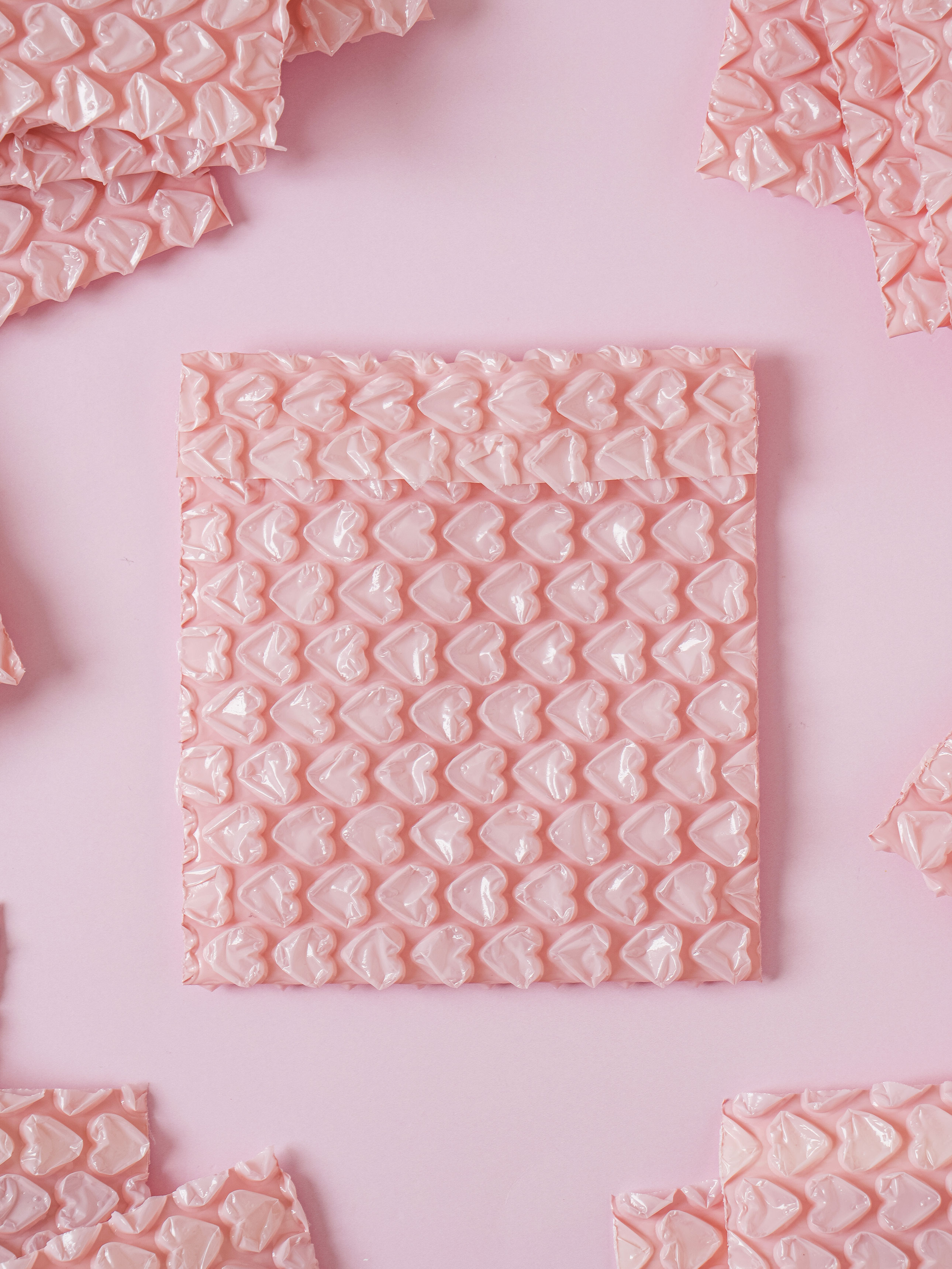 Heart air cap envelope 10 x 10 cm, 16 sheets, light pink