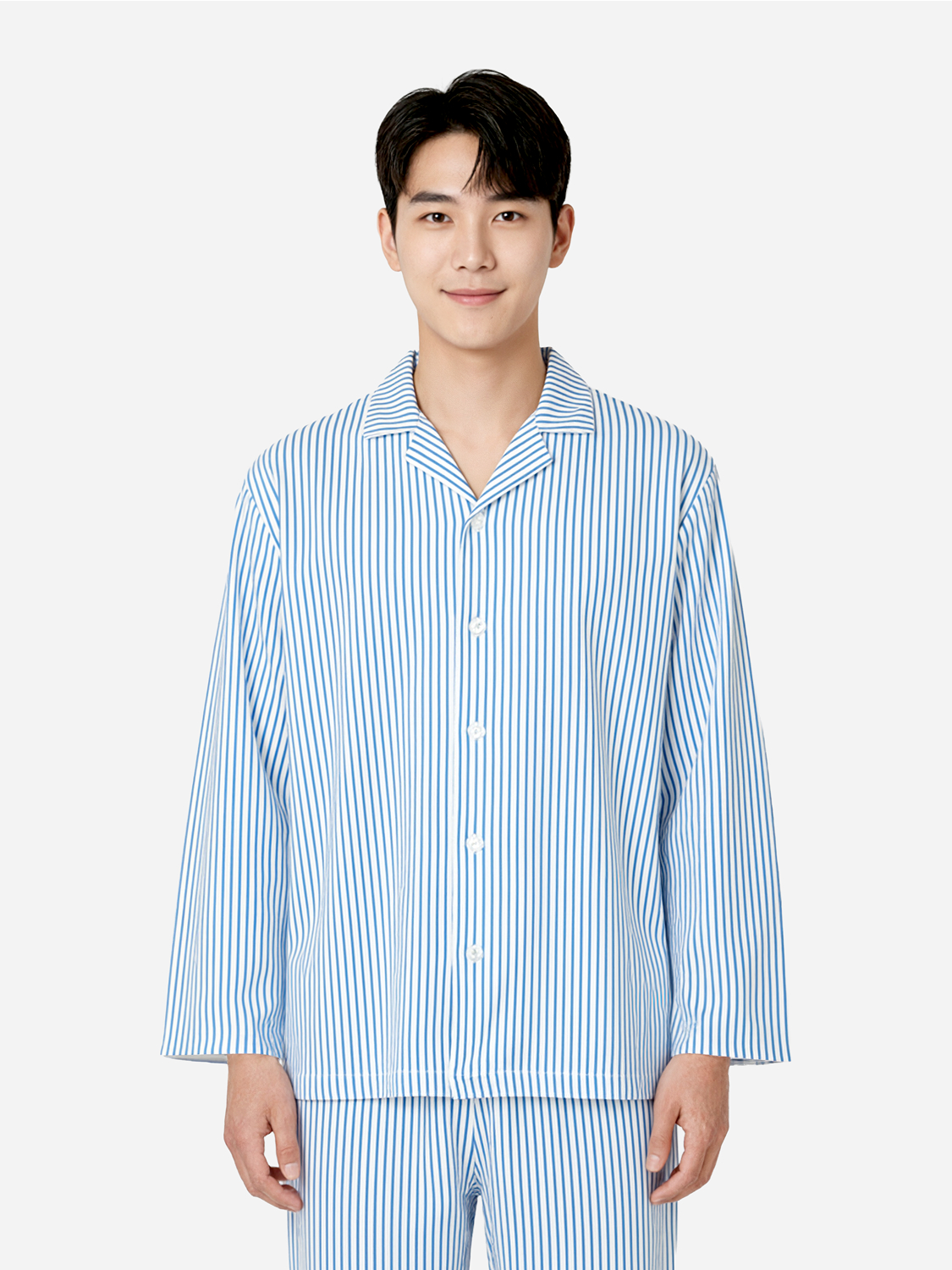 [Common]Soft spandex pajama top L blue
