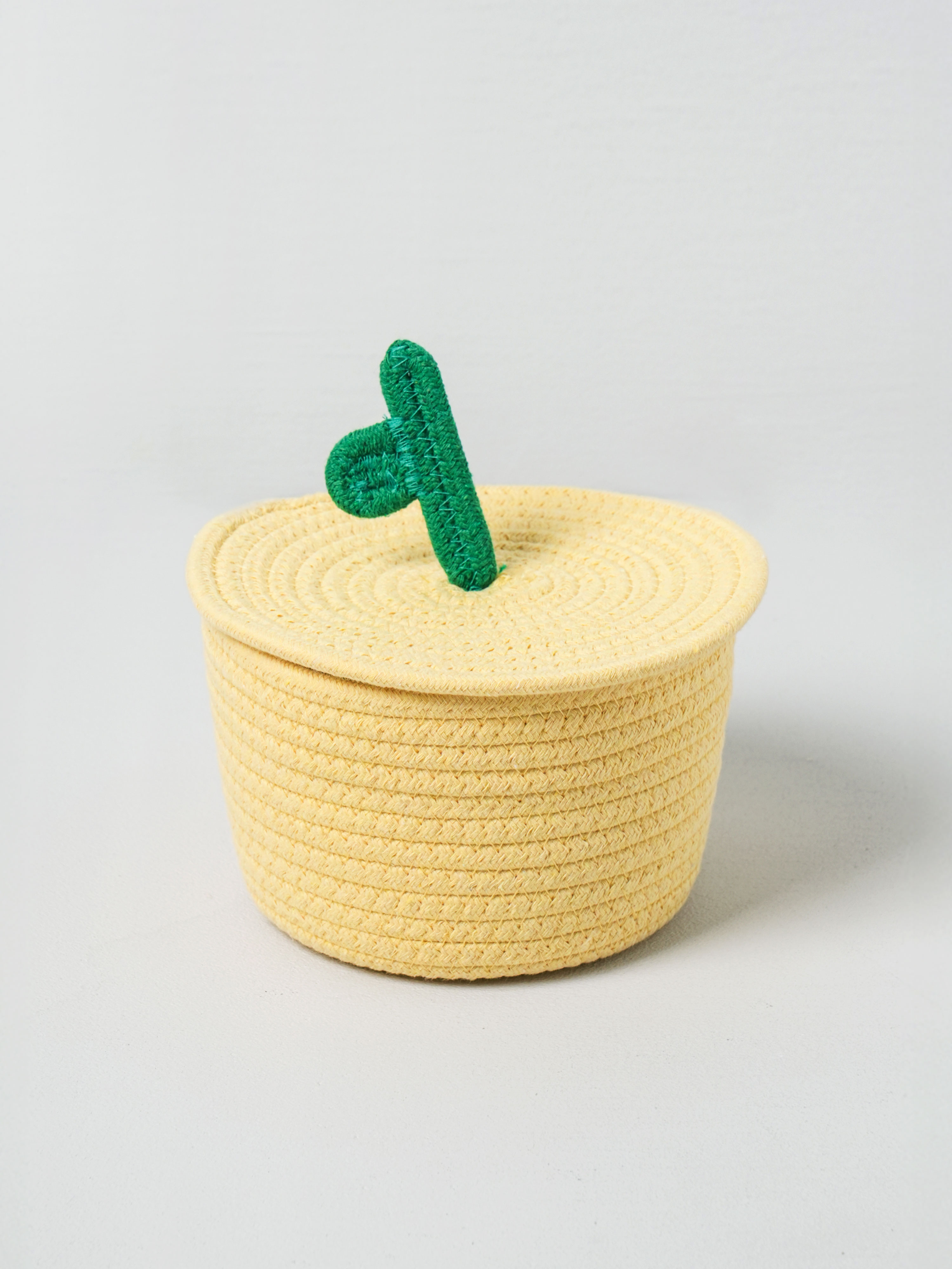뚜껑 세트 패브릭 원형 바구니 18 cm
