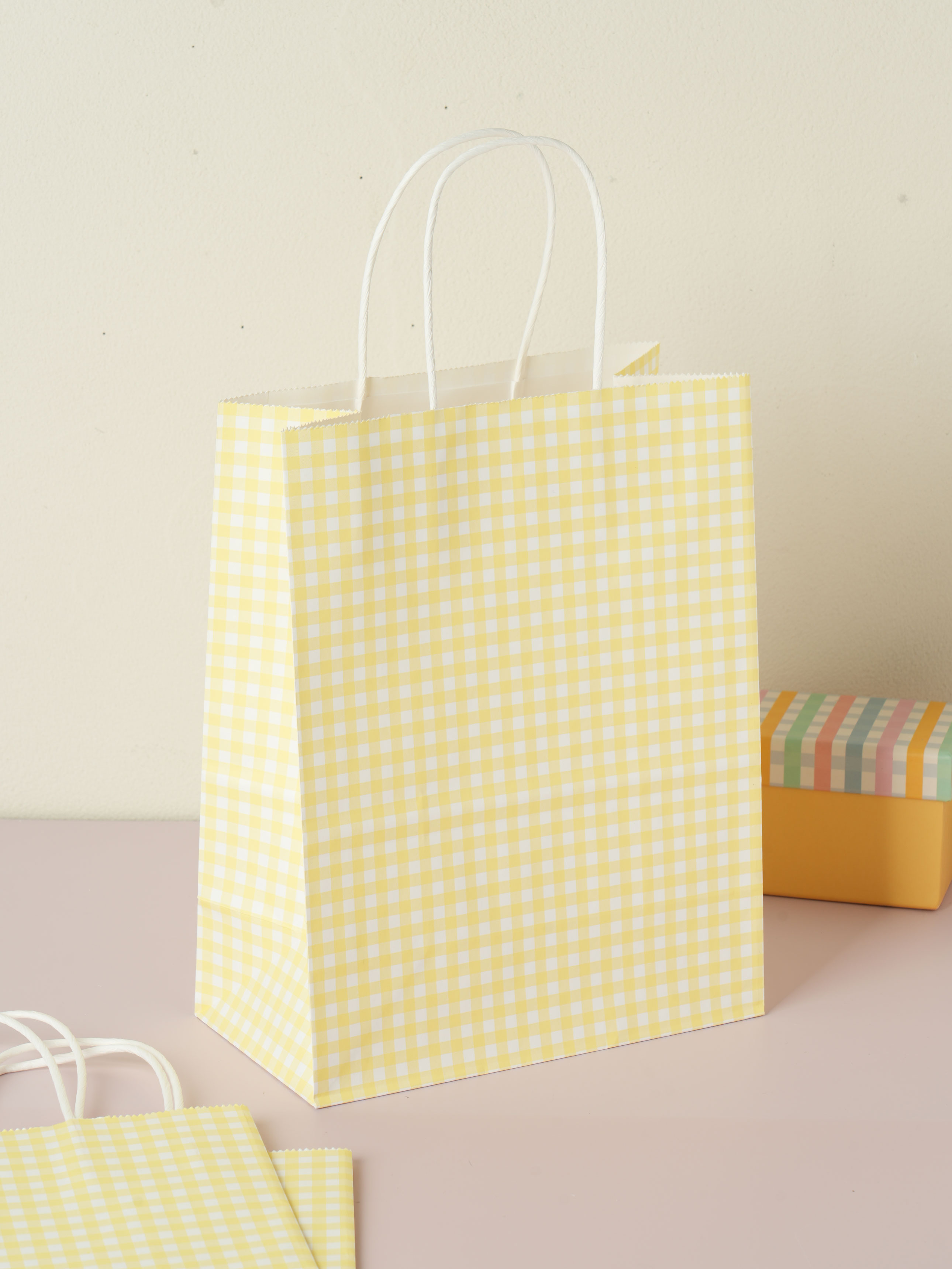 Gingham Check Bundled Gift Bag (Large) 3P_Yellow