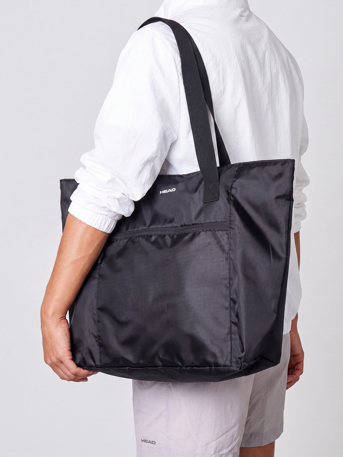 HEAD foldable front pocket tote bag black