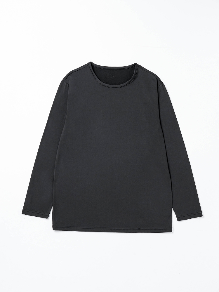 [Fleece]Easy warm brushed underwear men’s tops M/L/XL black