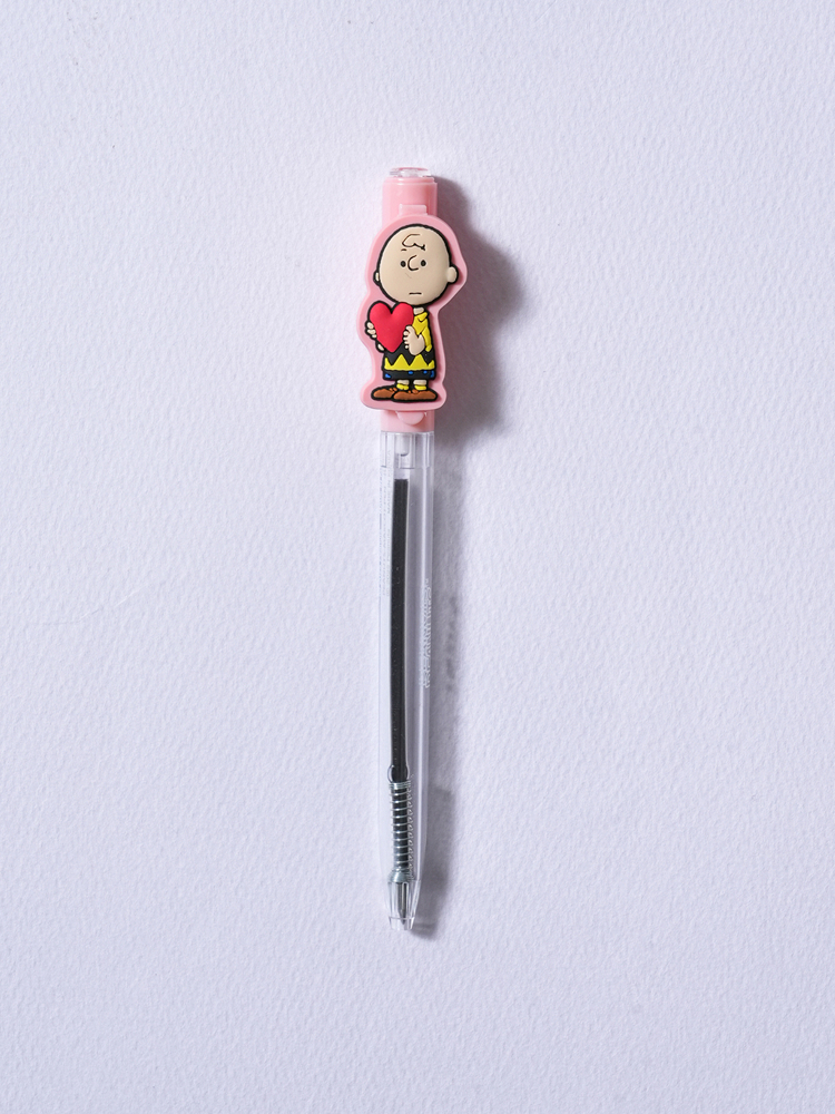 Peanuts Heart Charlie Brown Rotating Mascot Ballpoint Pen 0.5 mm Black