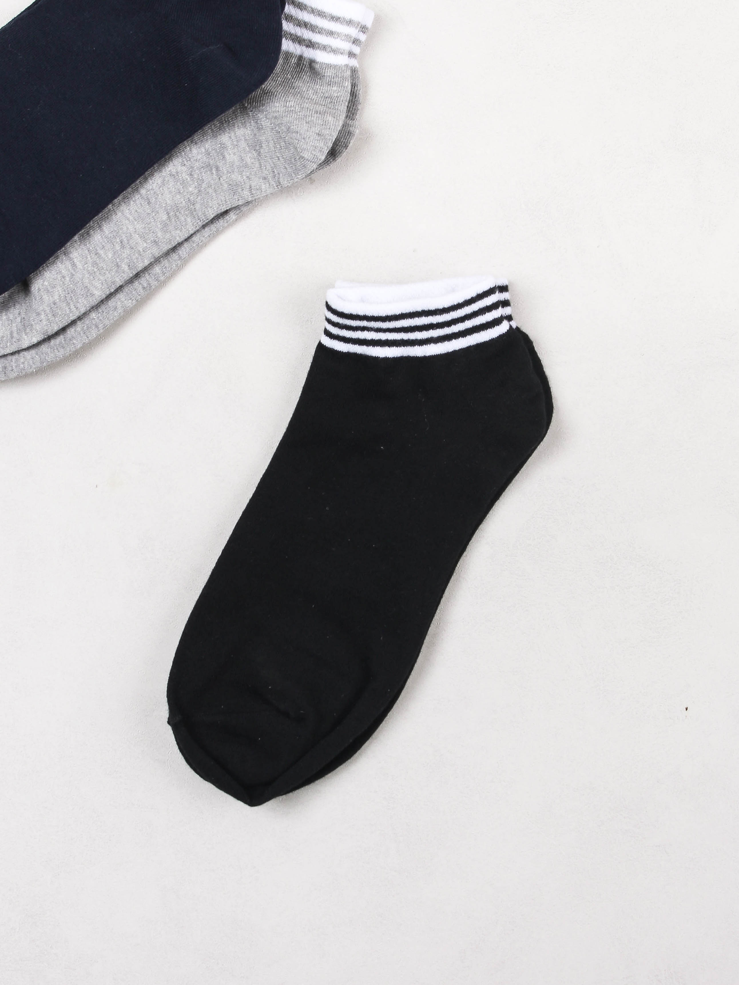 Men's ankle striped short neck socks